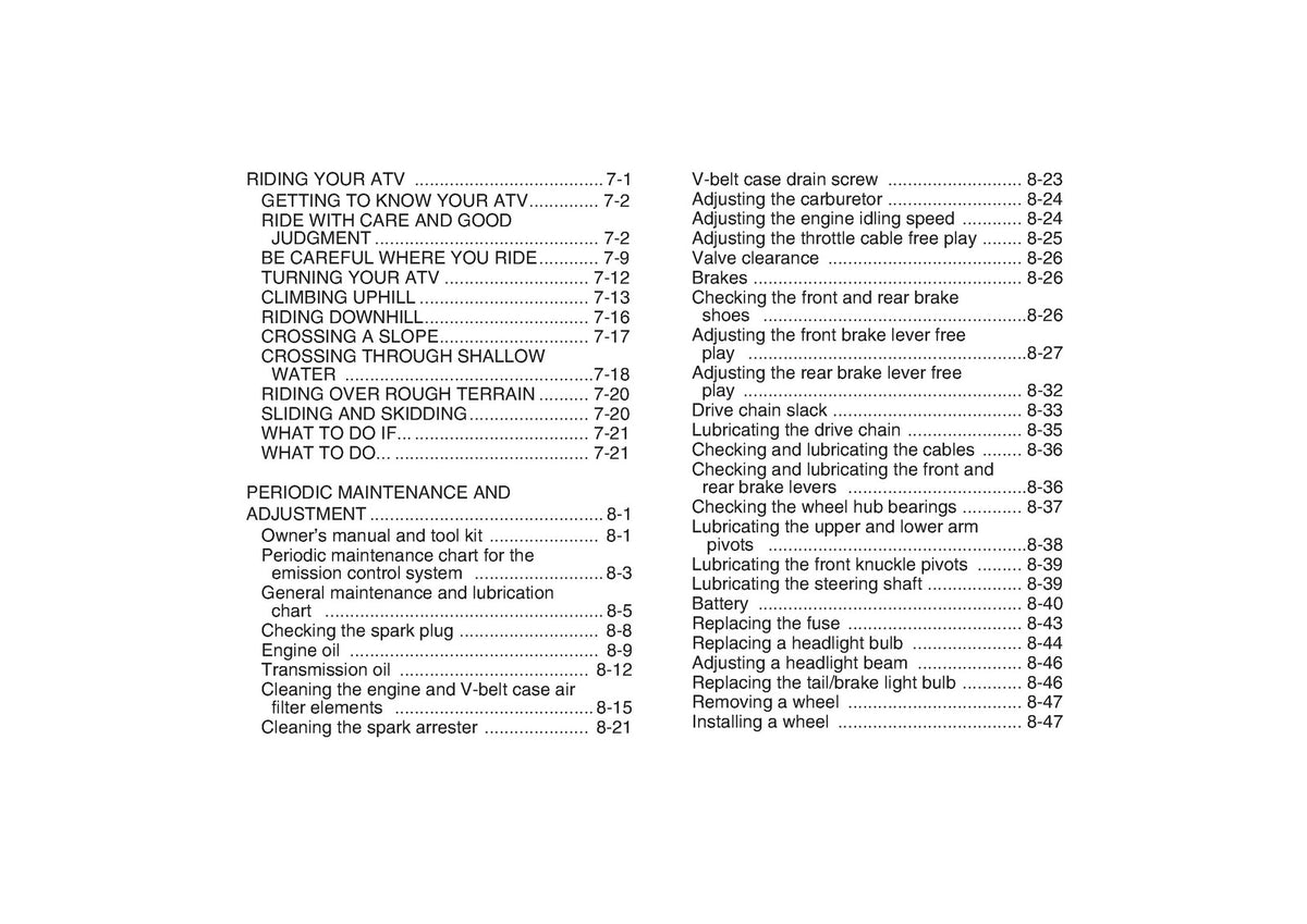 YAMAHA YFM125GA Grizzly 125 ATV Owners Manual 2010 - WIRE BOUND - TOUGH COVERS