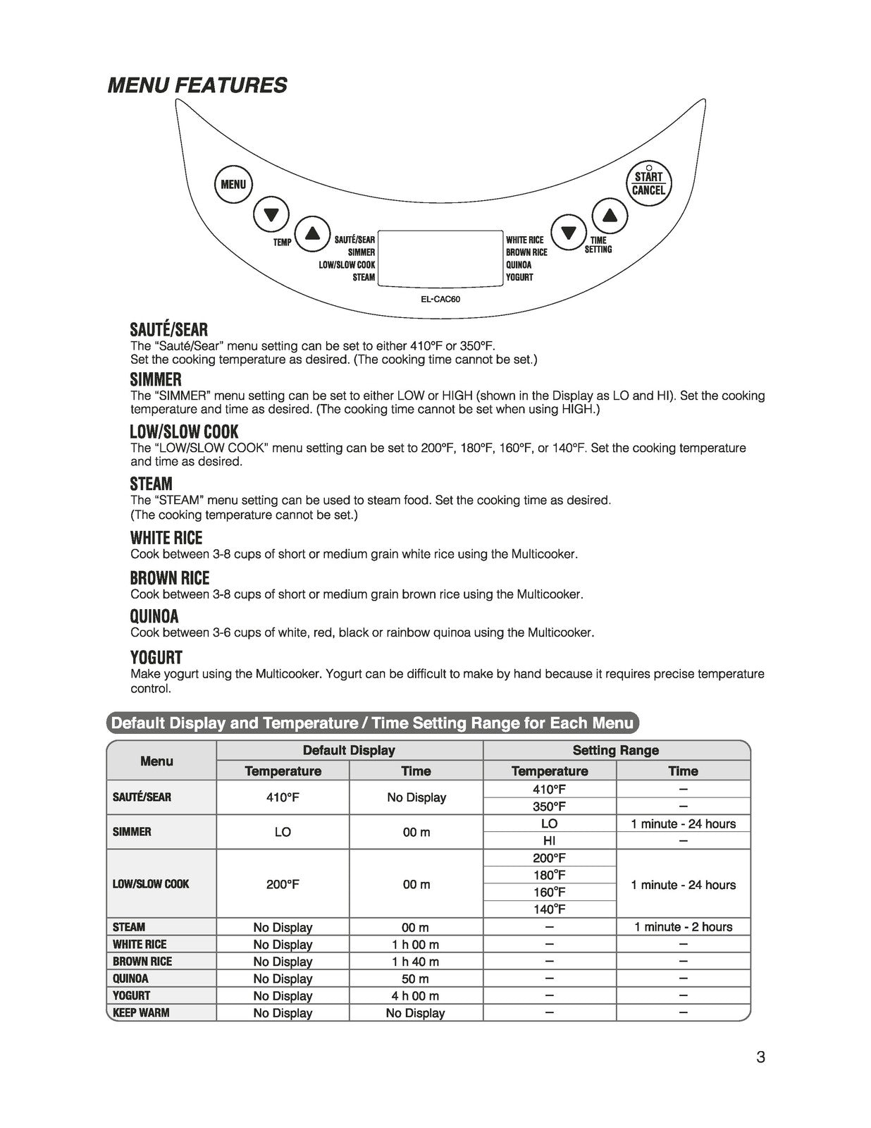 ZOJIRUSHI EL-CAC60 Multicooker Recipe Book Manual - WIRE BOUND - TOUGH COVERS