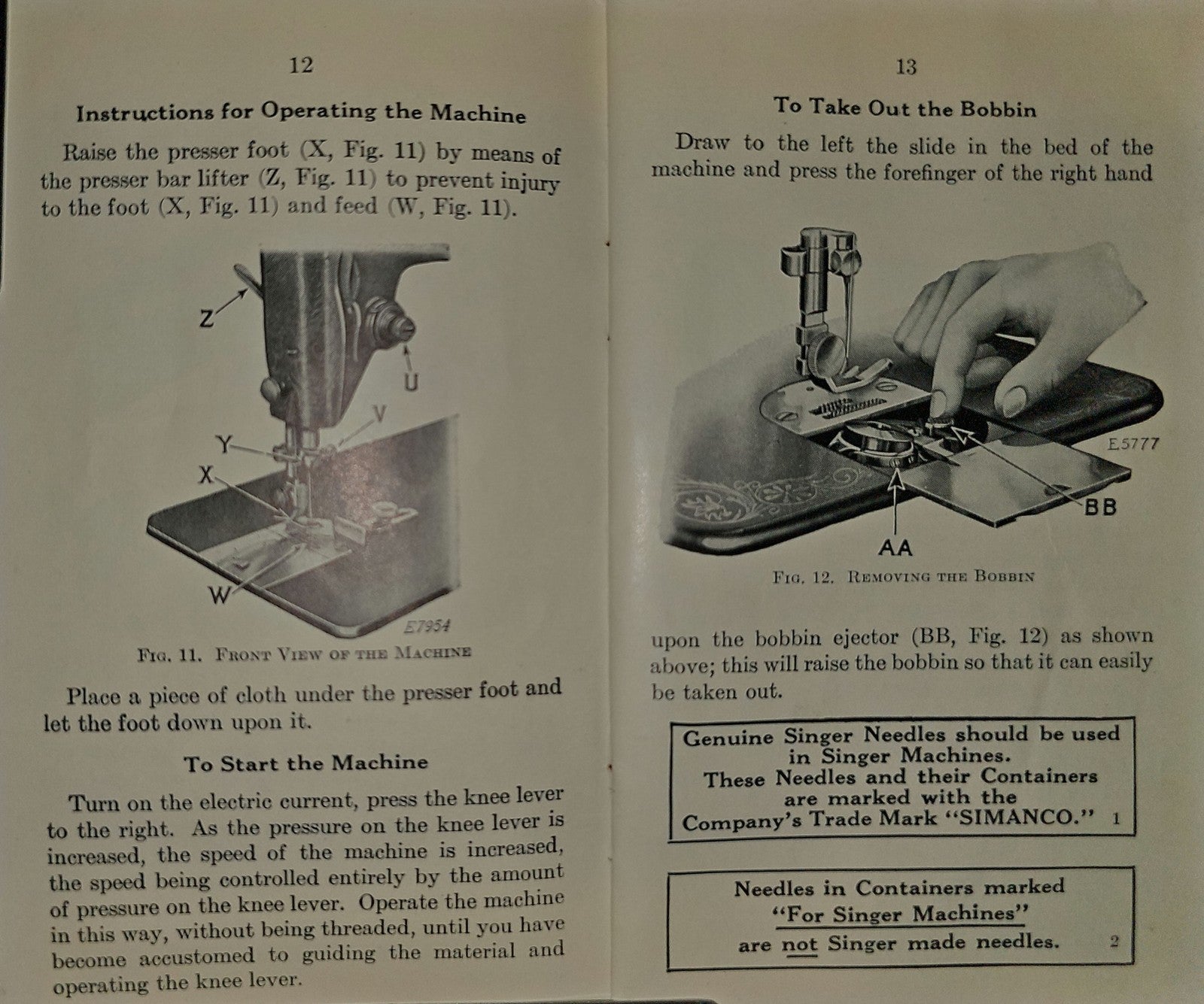 SINGER 66-6 Electric Sewing Machine Instructions Manual 1929 - WIRE BOUND