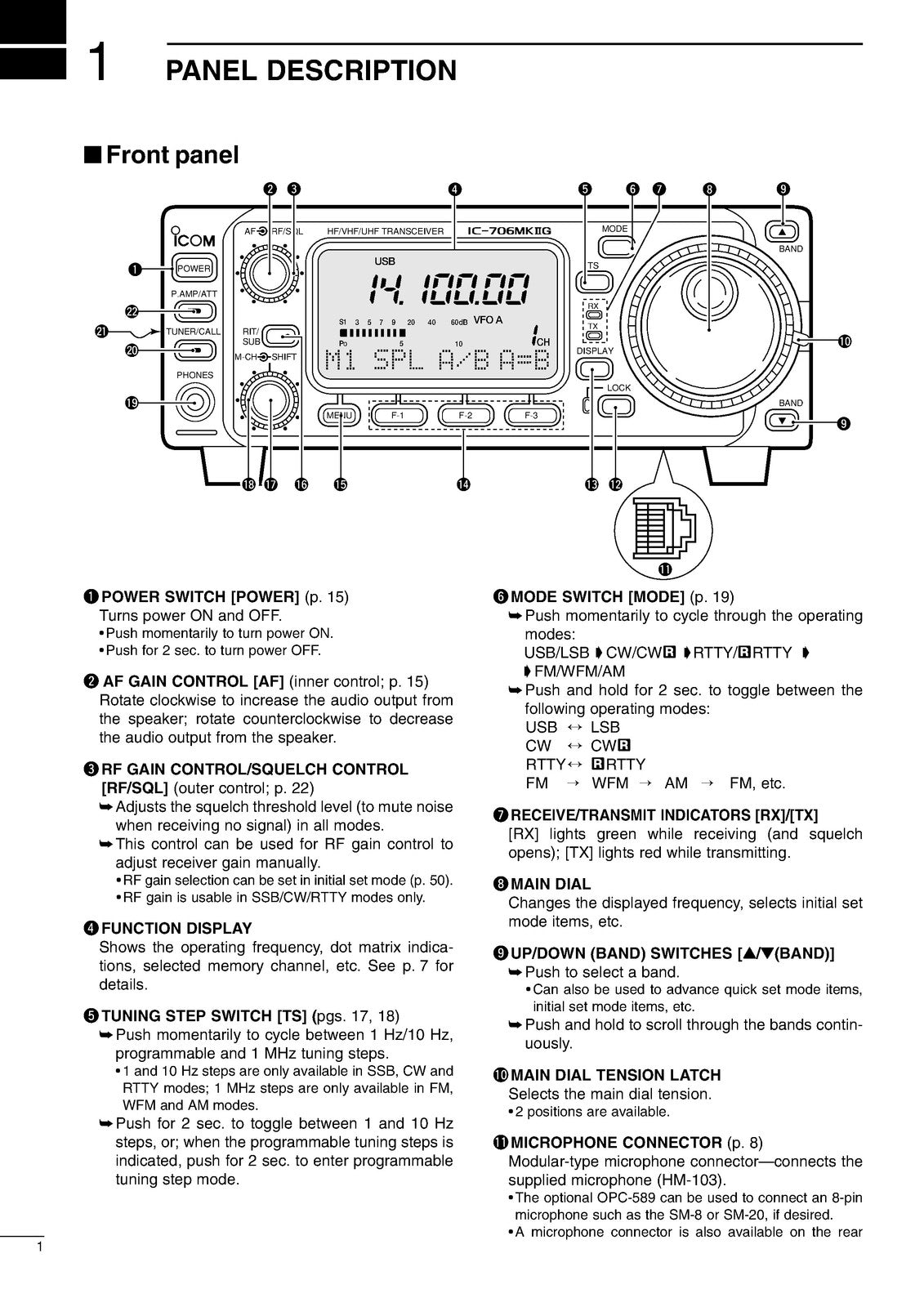 ICOM IC-706MKIIG HF VHF UHF Transceiver Instruction Manual - WIRE BOUND - COVERS