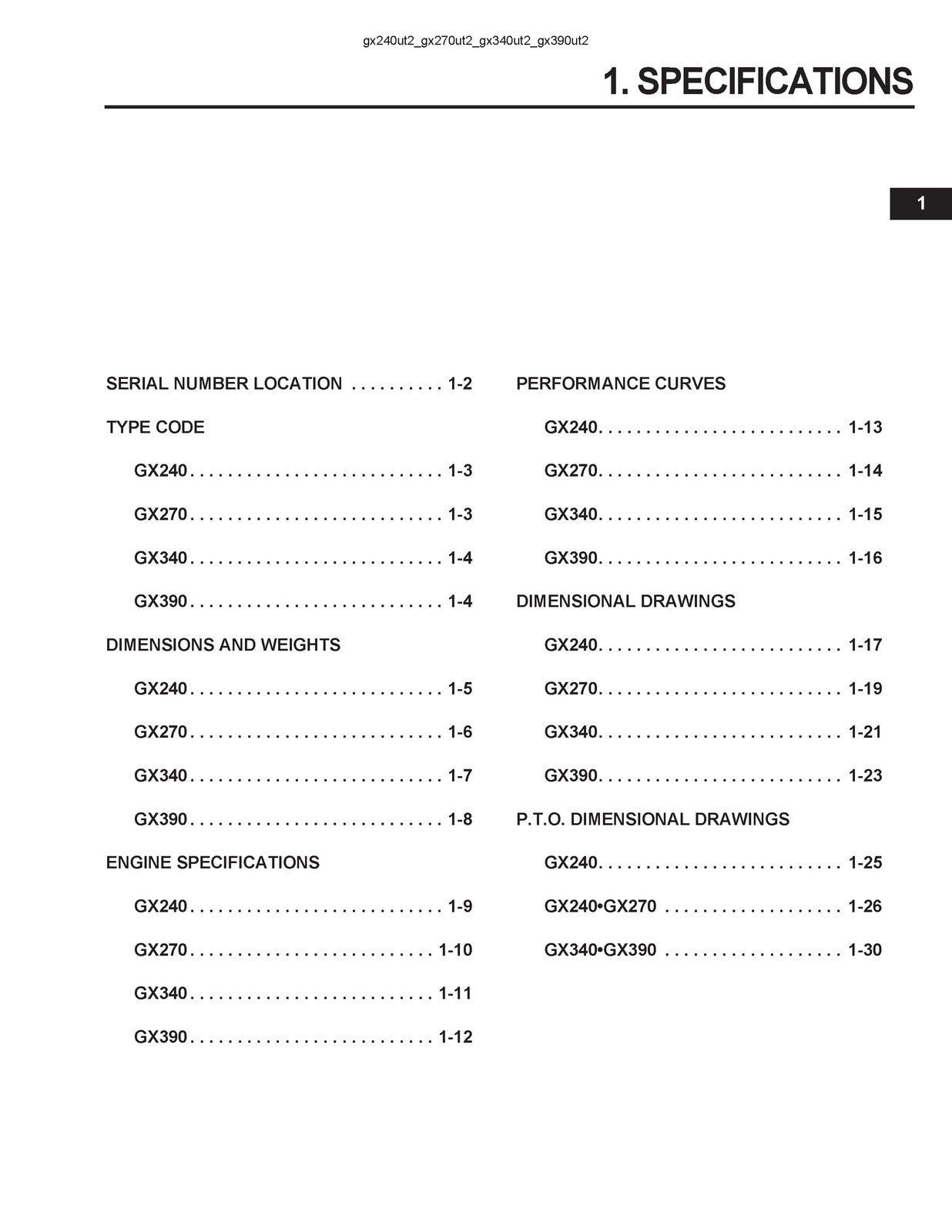 HONDA GX240 GX270 GX340 GX390 Engine Service Manual - WIRE BOUND - TOUGH COVERS