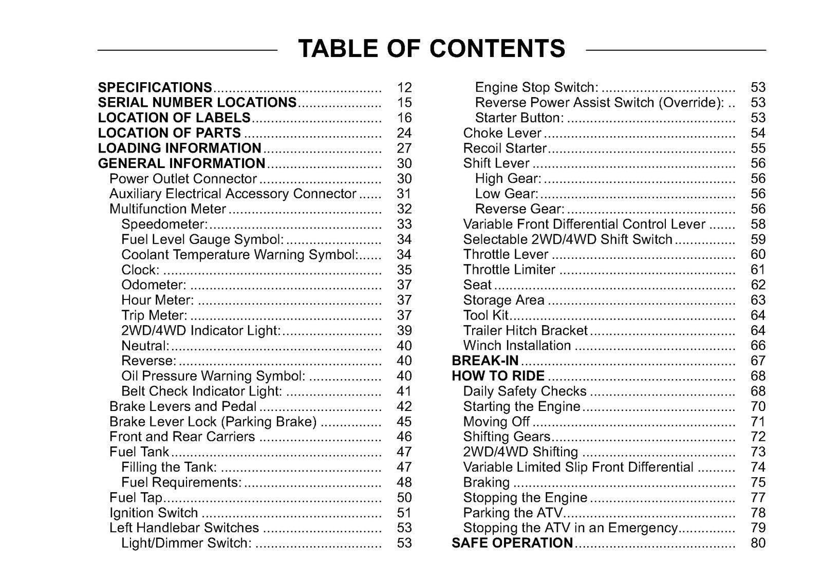 KAWASAKI ATV Quick Reference Guide Owners Manual 2009 - WIRE BOUND - COVERS