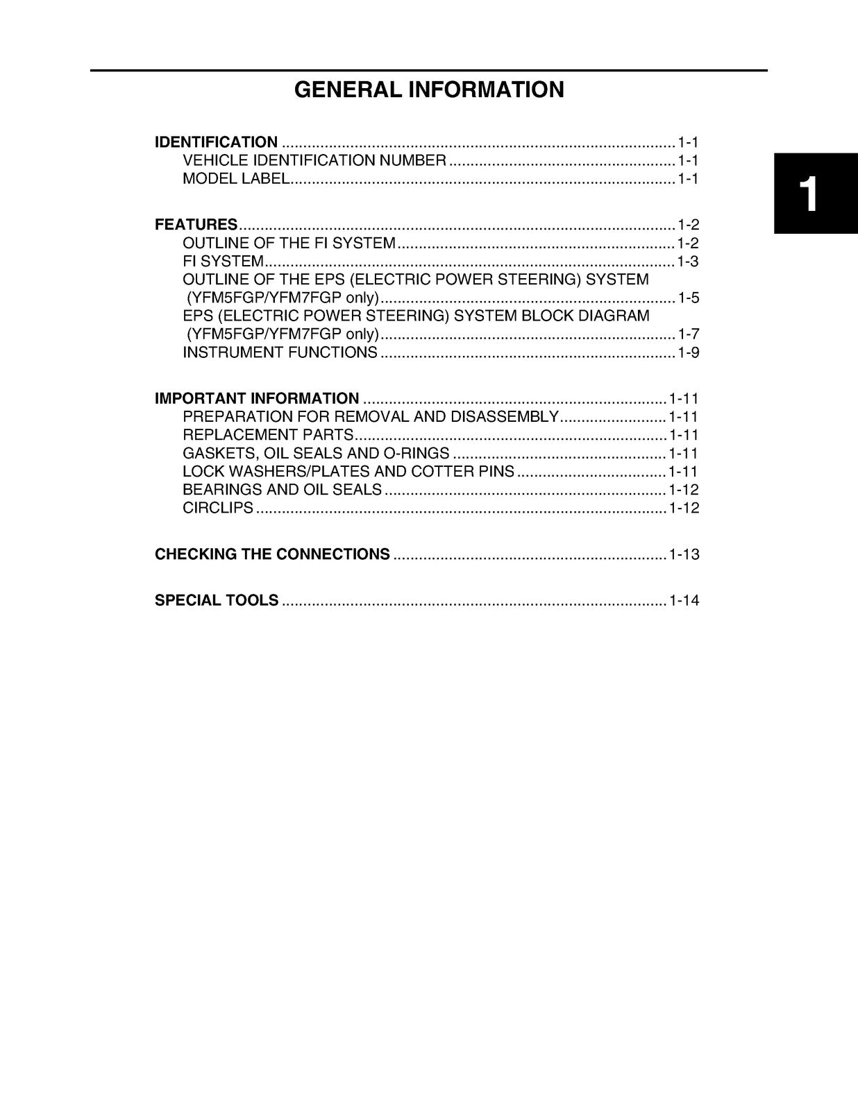 YAMAHA Grizzly 550 700 YFM5FG YFM7FG ATV Service Manual 2009, FOLDOUTS