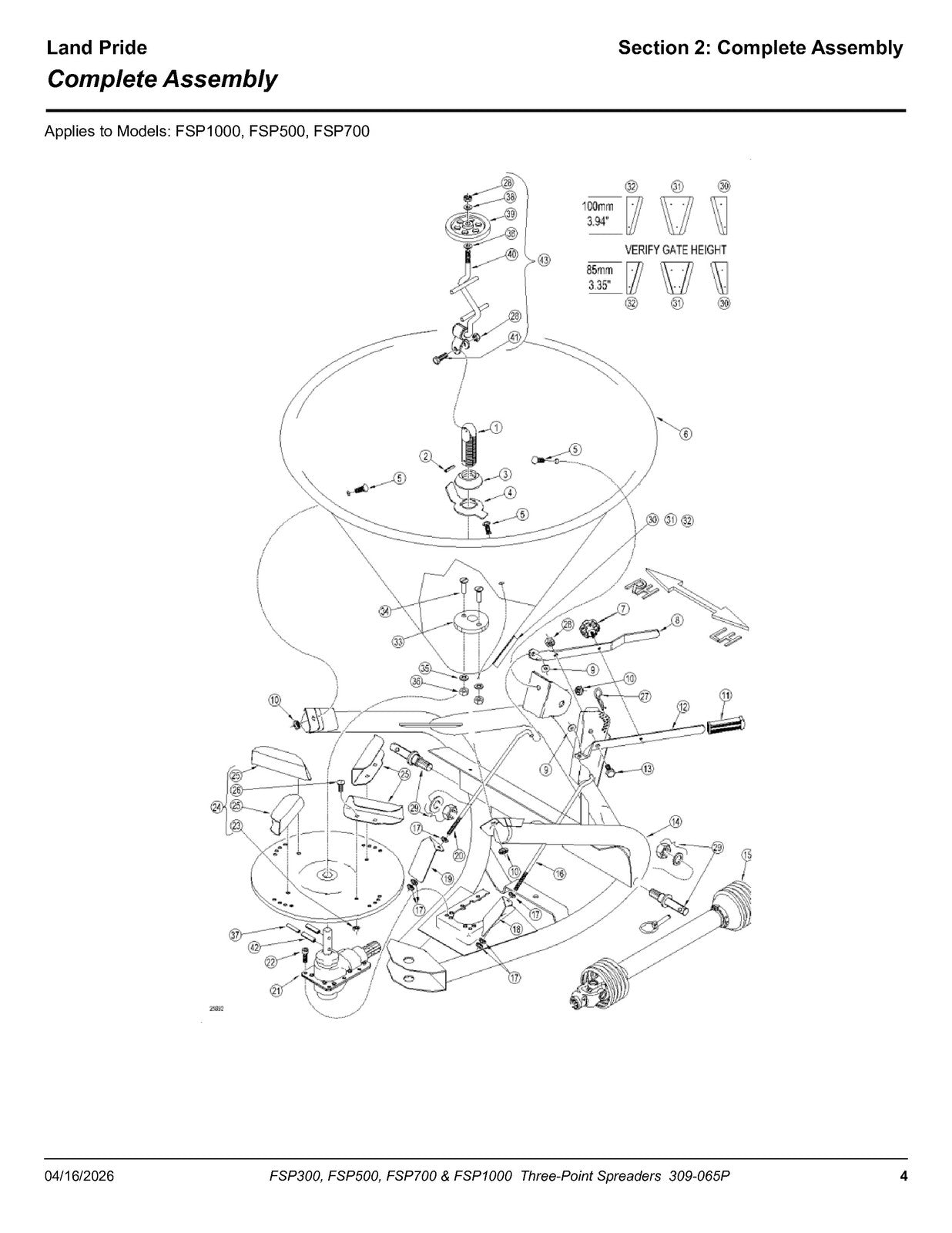 LAND PRIDE FSP Series Spreaders Parts Manual 2026 - WIRE BOUND - TOUGH COVERS