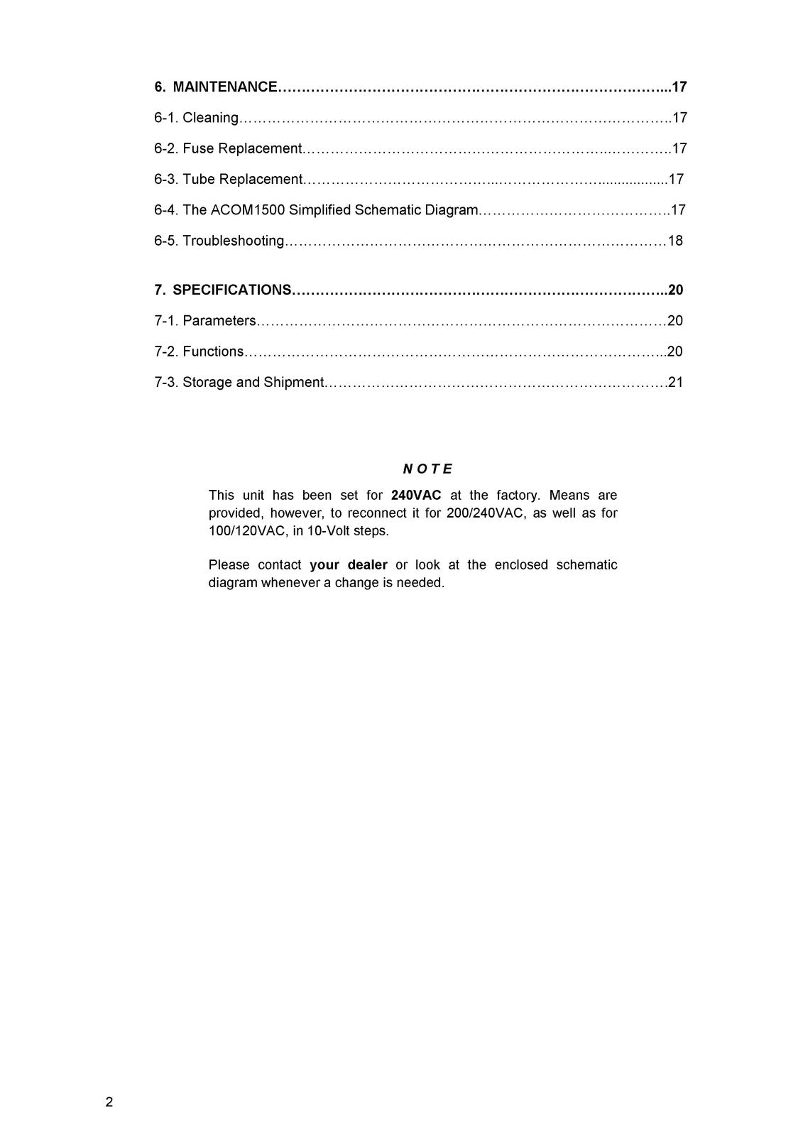 ACOM 1500 HF 6m Linear Amplifier Operating Manual 2012 - WIRE BOUND - COVERS