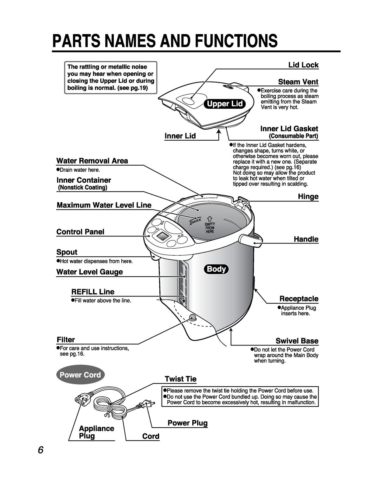 ZOJIRUSHI CD-WCC30 40 Micom Water Boiler  Operating Instructions Manual - BOUND