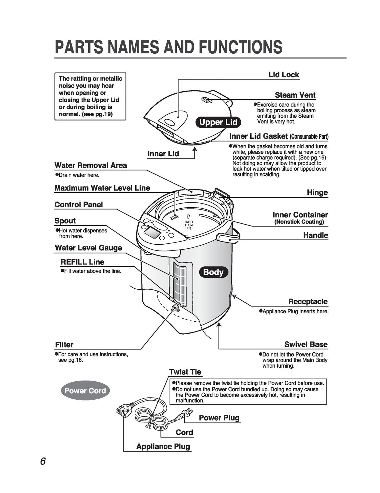 ZOJIRUSHI CV-DCC40 50 VE Hybrid Water Boiler Operating Instructions Manual