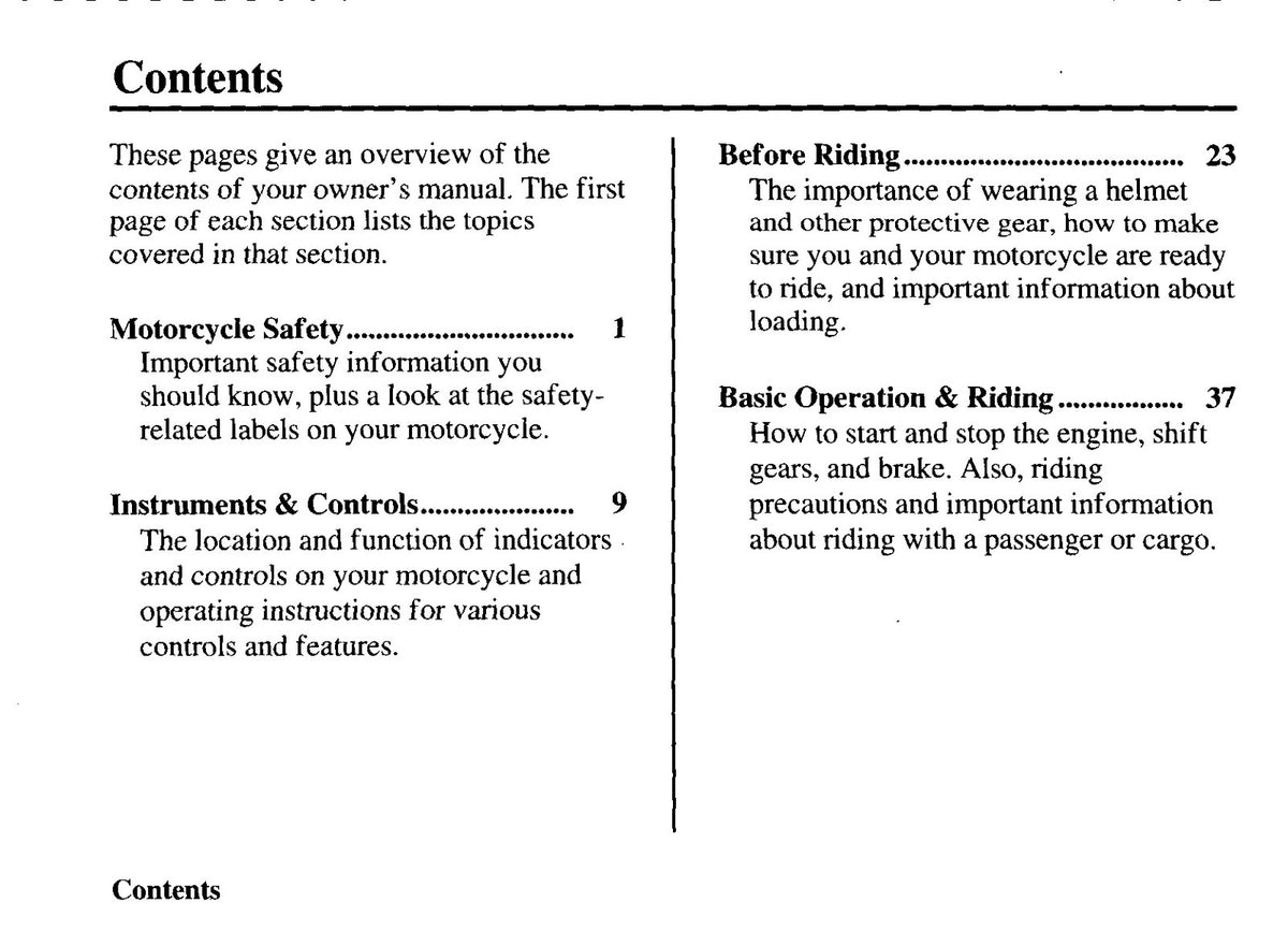 HONDA XR650L Owners Manual 2002 - STEEL WIRE BOUND - PROTECTIVE COVERS