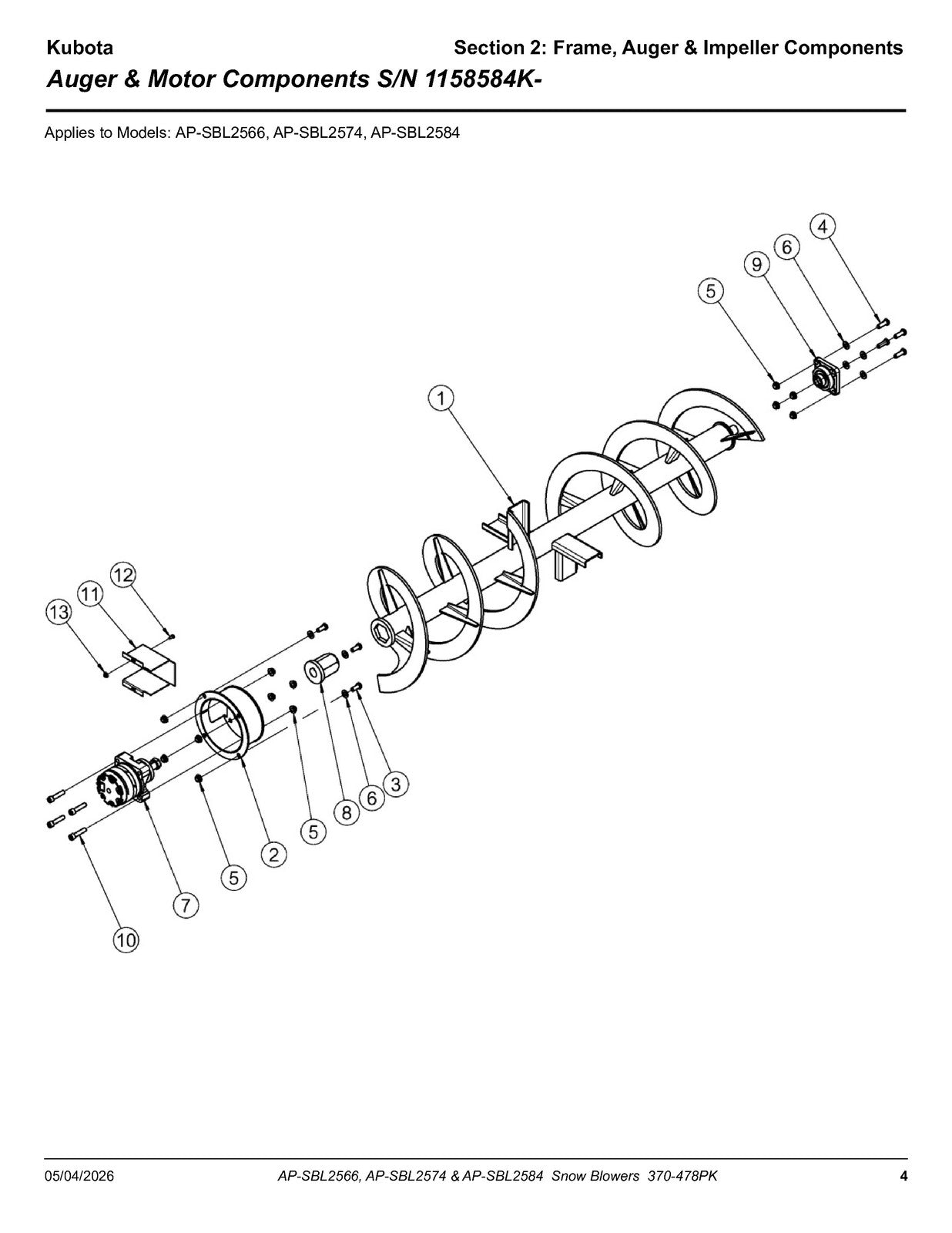 LAND PRIDE SBL25 Series Snow Blowers Parts Manual 2026 - WIRE BOUND - COVERS