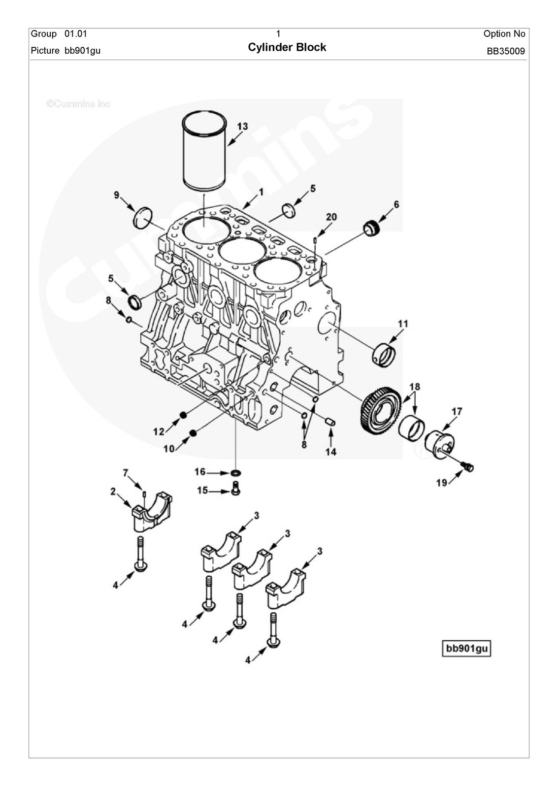 CUMMINS A1700 Engine Parts Catalog Manual SN 70016100 Up 2007 - WIRE BOUND