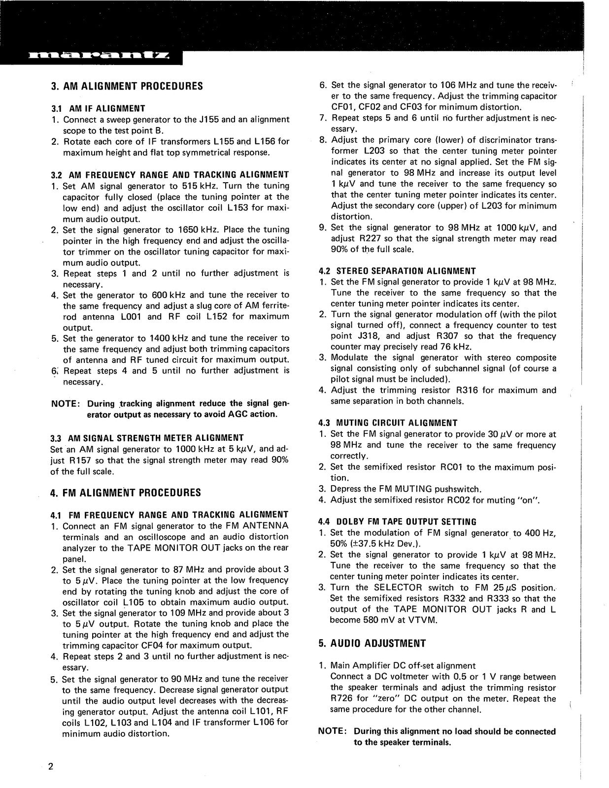 MARANTZ 2285B Service Manual - BOUND - COVERS - XL FOLDOUT PAGES