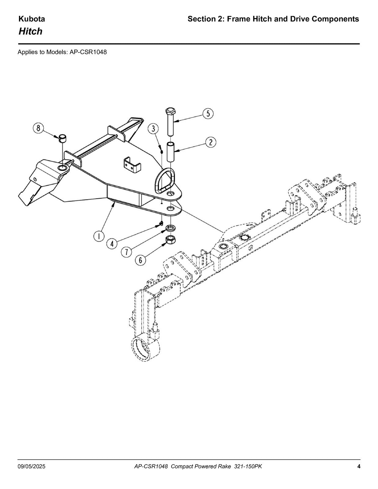 LAND PRIDE CSR10 Series Compact Powered Rakes Parts Manual 2025 - WIRE BOUND