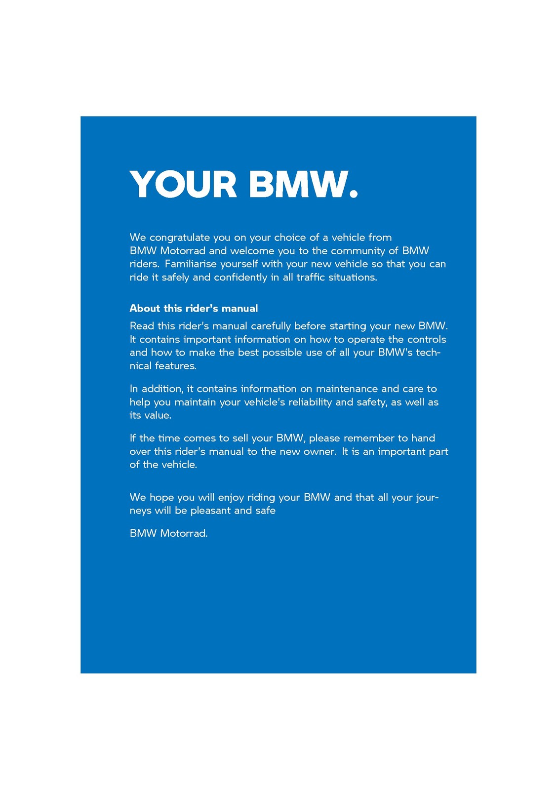 BMW MOTORRAD C 400 X Riders Manual 2026 - STEEL WIRE BOUND - PROTECTIVE COVERS