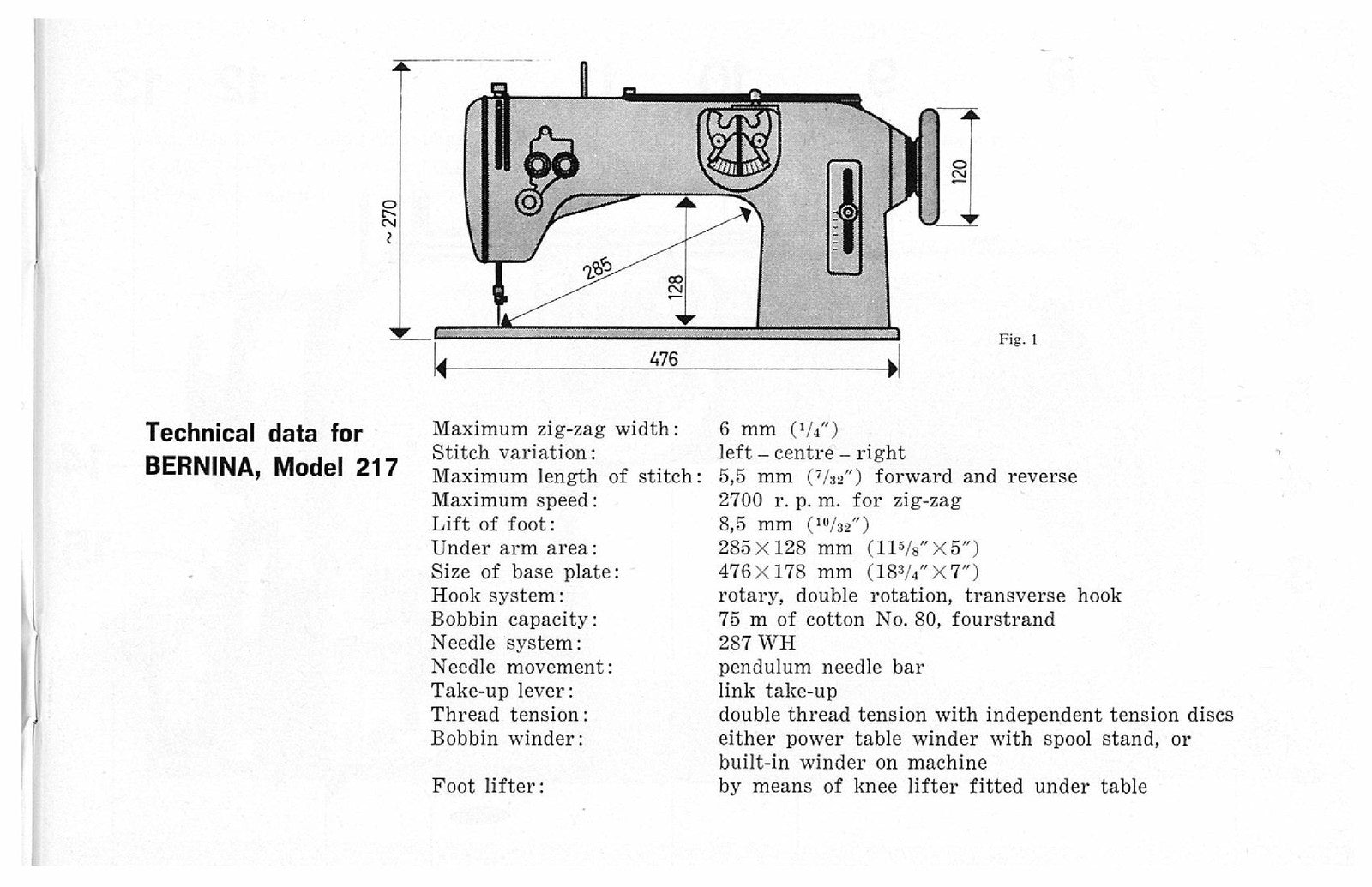 BERNINA 217 Instruction Book Manual - STEEL WIRE BOUND - PROTECTIVE COVERS