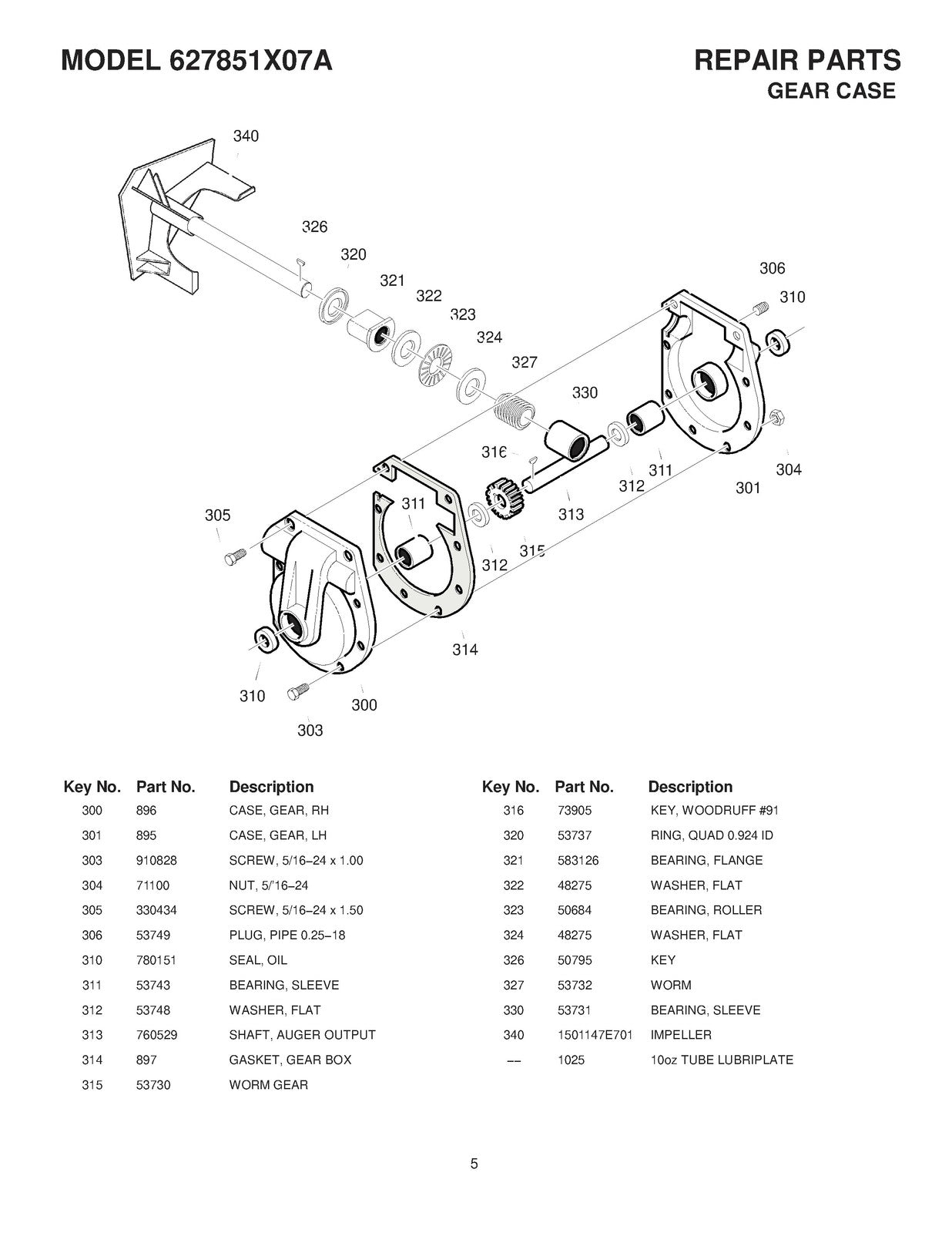 SWISHER 627851X07A Snow Thrower Repair Parts Manual - WIRE BOUND - TOUGH COVERS