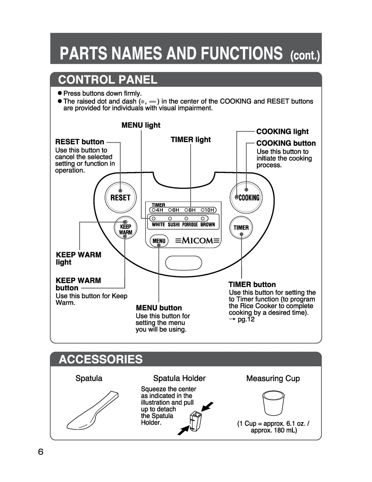 ZOJIRUSHI NS-WXC10 18 Micom Rice Cooker  Operating Instructions Manual - BOUND