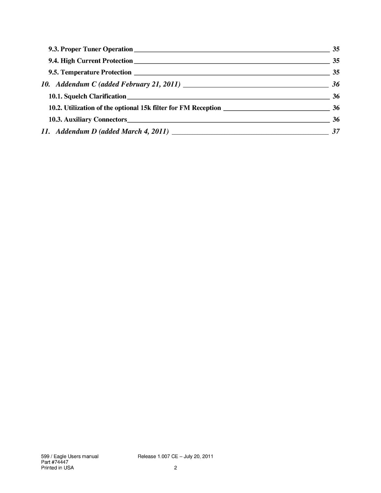 TEN TEC Eagle 599 User Manual - STEEL WIRE BOUND - PROTECTIVE COVERS