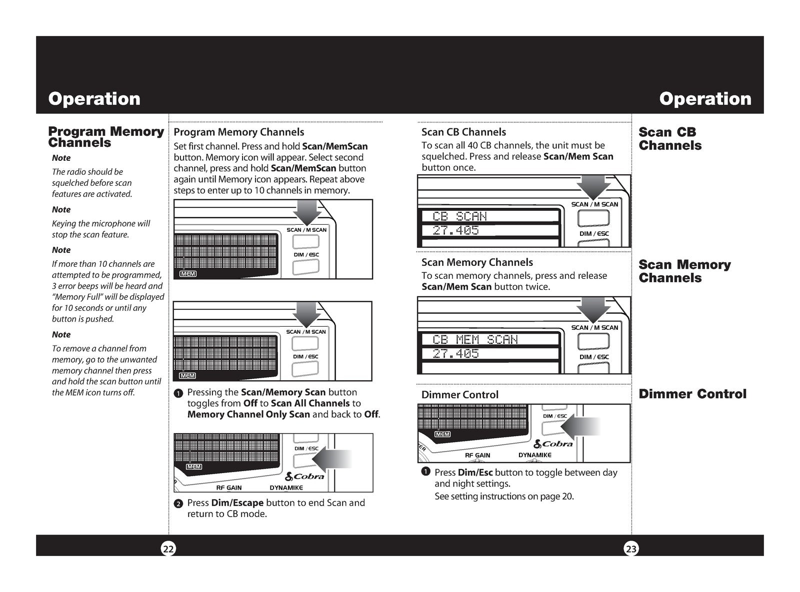 COBRA 25 LX CB Radio Owners Manual - BOUND - COVERS - XL FOLDOUT PAGES