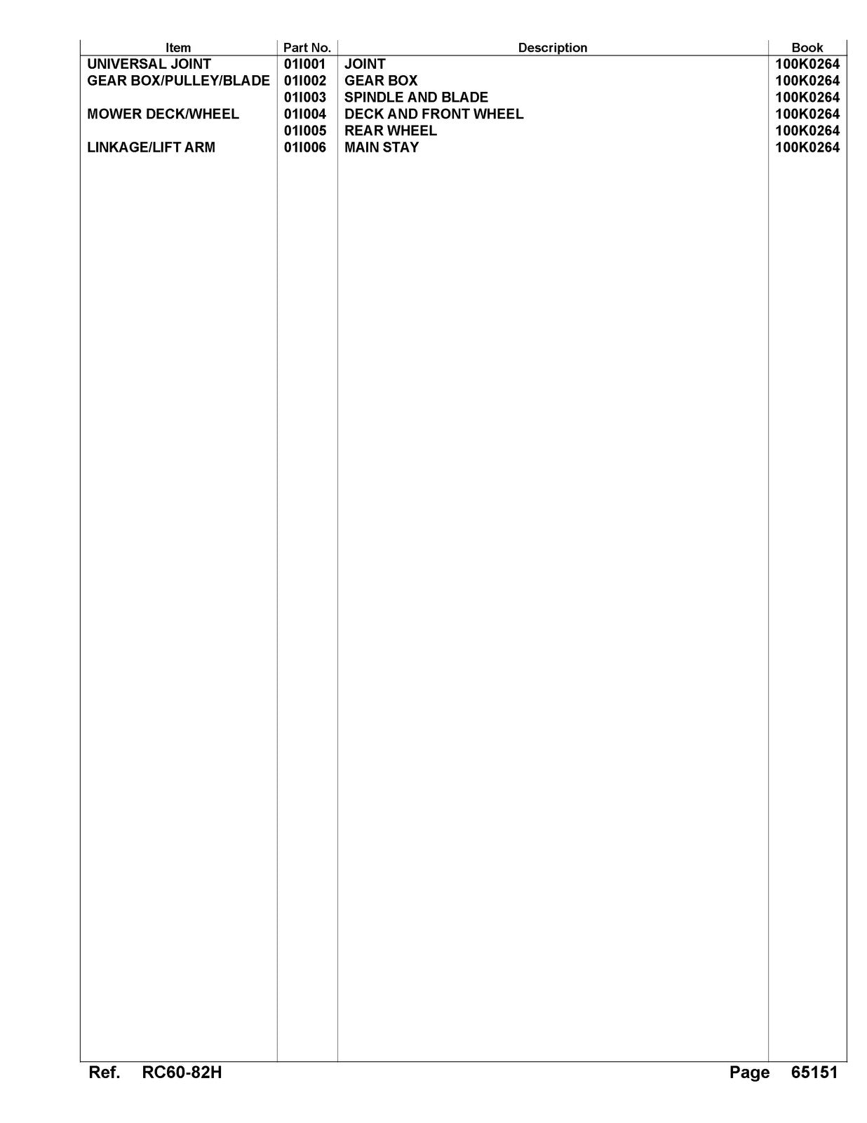 KUBOTA RC60-82H Parts Manual - STEEL WIRE BOUND - PROTECTIVE COVERS