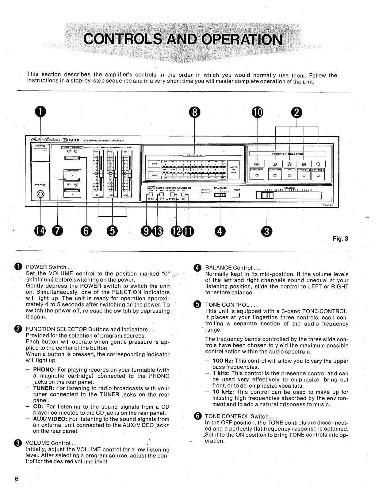 FISHER Studio Standard CA-273 Amplifier Instructions Manual - WIRE BOUND