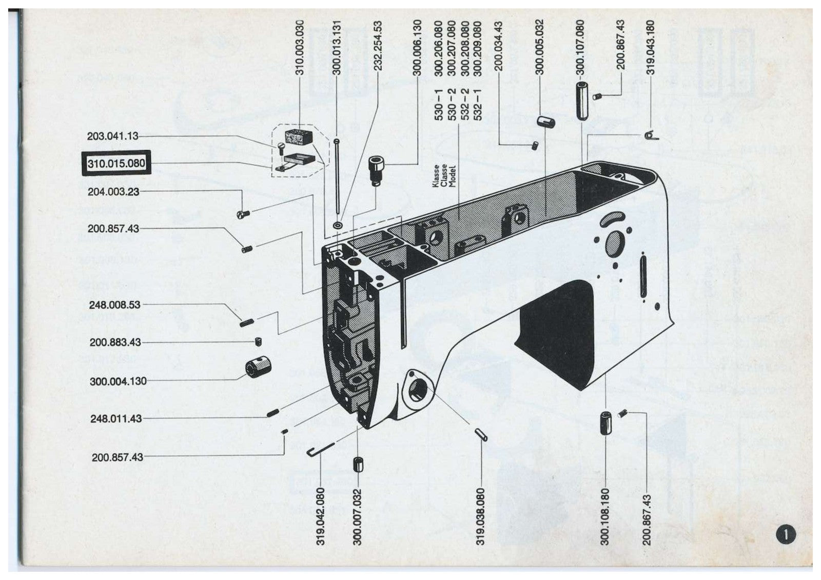 BERNINA 530 Record Sewing Machine Illustrated Parts Manual - WIRE BOUND - COVERS