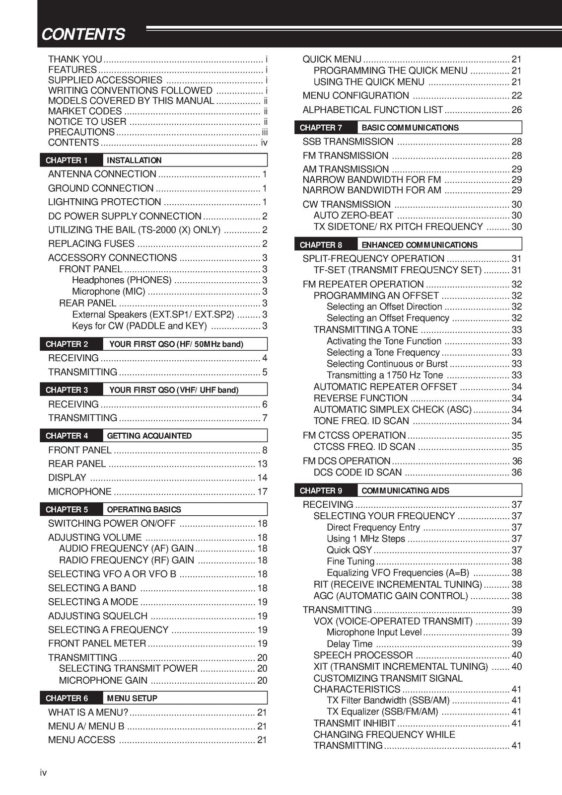 KENWOOD TS-2000 TS-2000X TS-B2000 Transceiver Instruction Manual - WIRE BOUND