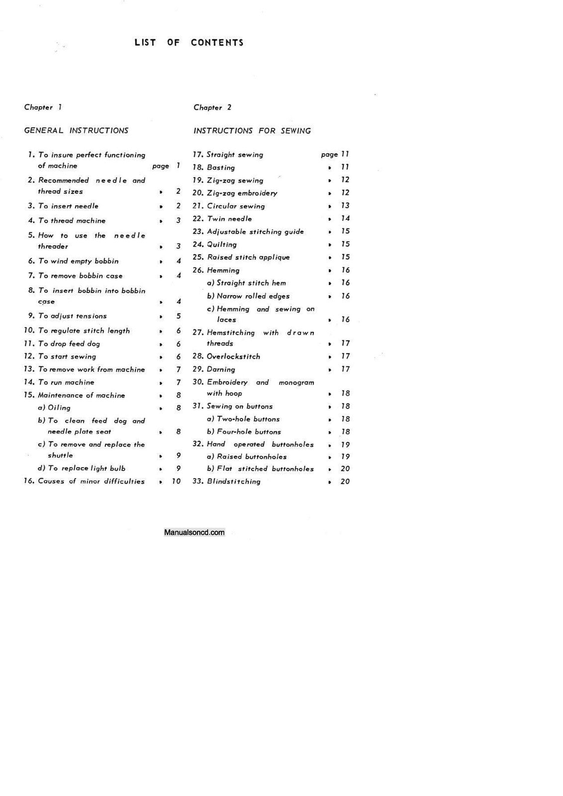 NECCHI BU Nova BU Mira Instructions For The Use And Maintenance Manual - BOUND