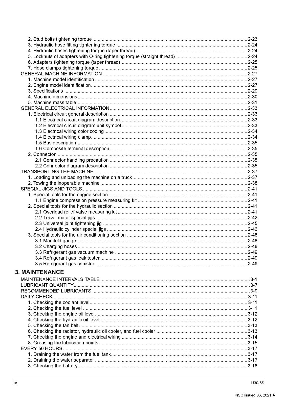 KUBOTA U30-6S Excavator Workshop Service Manual - BOUND - COVERS - XL FOLDOUTS