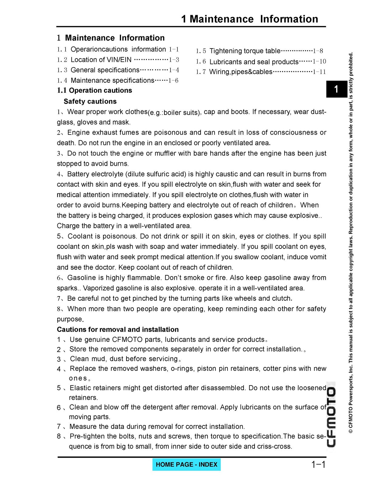 CFMOTO CForce 400 CF400AU Service Manual 2021 - STEEL WIRE BOUND - TOUGH COVERS