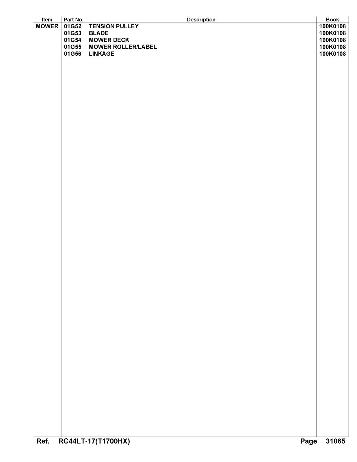 KUBOTA RC44LT-17 Parts Manual - STEEL WIRE BOUND - PROTECTIVE COVERS