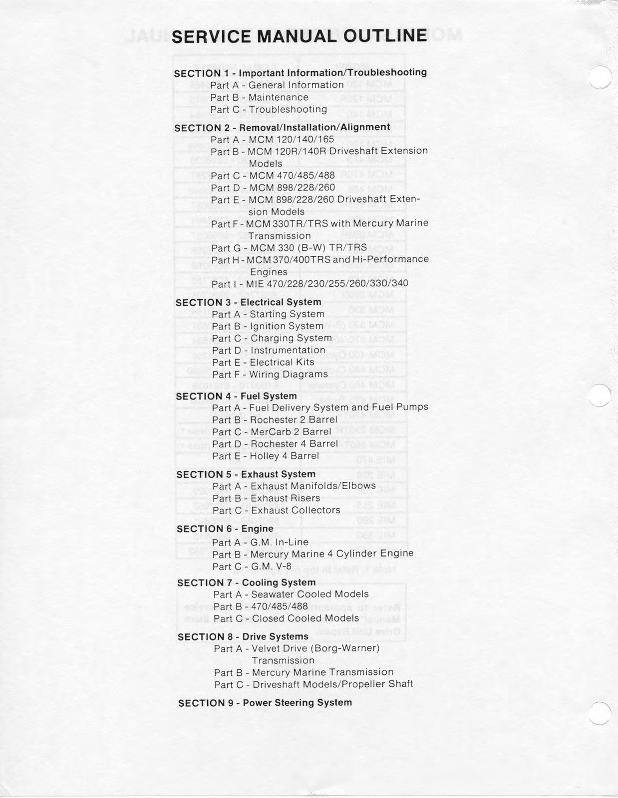 MERCURY MERCRUISER GM 4 6 V-8 Cylinder Marine Engine Service Manual 1988 - BOUND