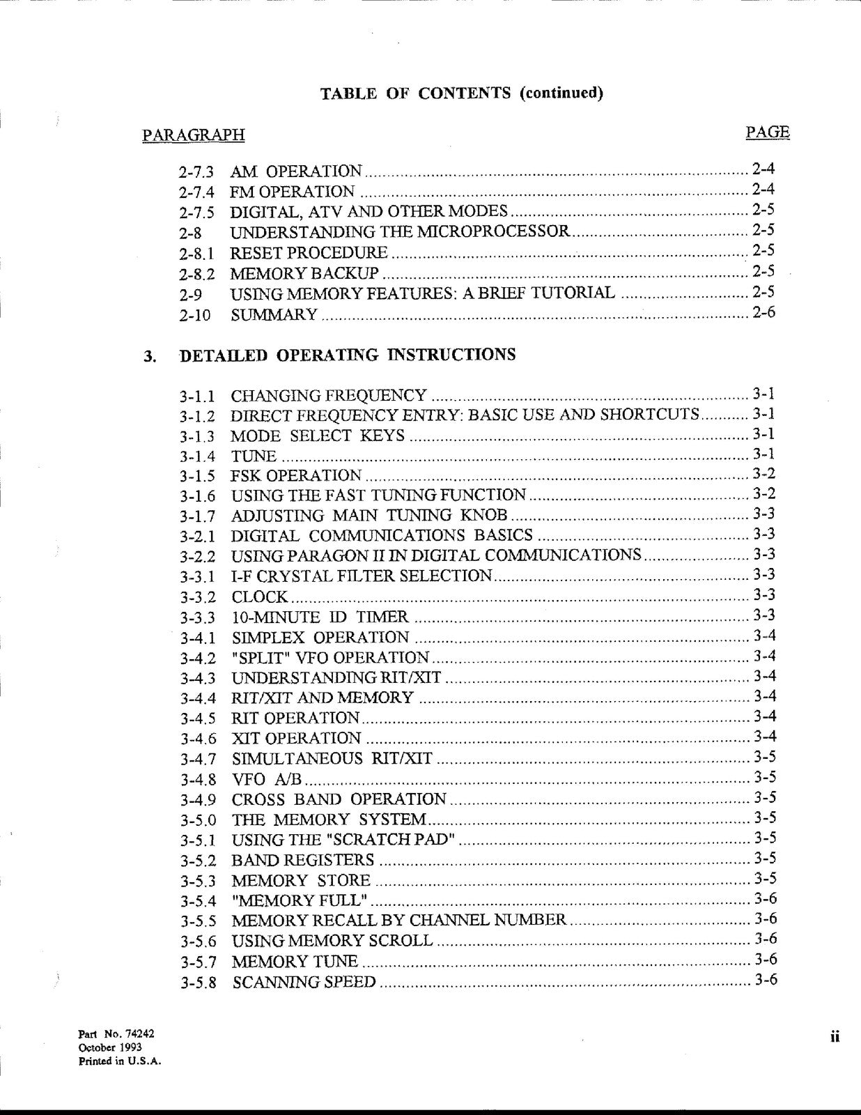 TEN TEC Paragon 2 Model 586 HF Transceiver User Manual - WIRE BOUND - COVERS