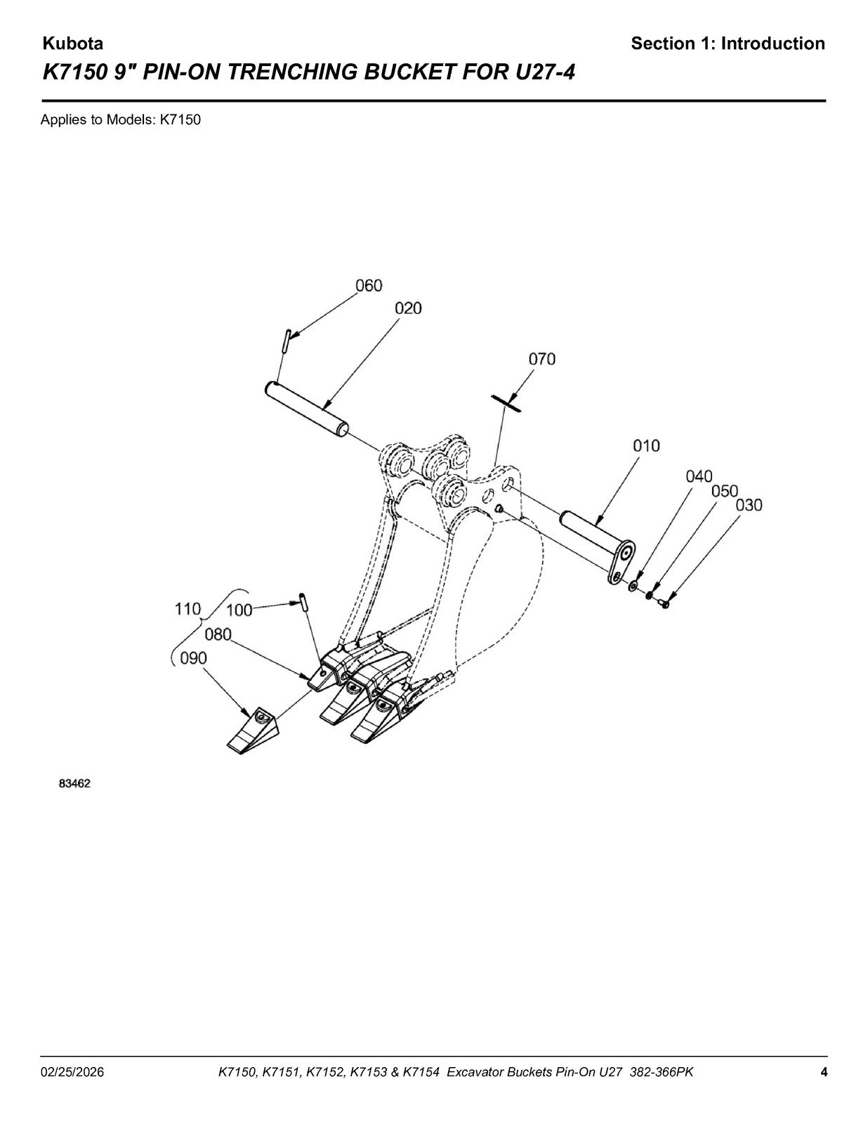 LAND PRIDE K71XX U27 K-series Excavator Buckets Parts Manual 2026 - WIRE BOUND