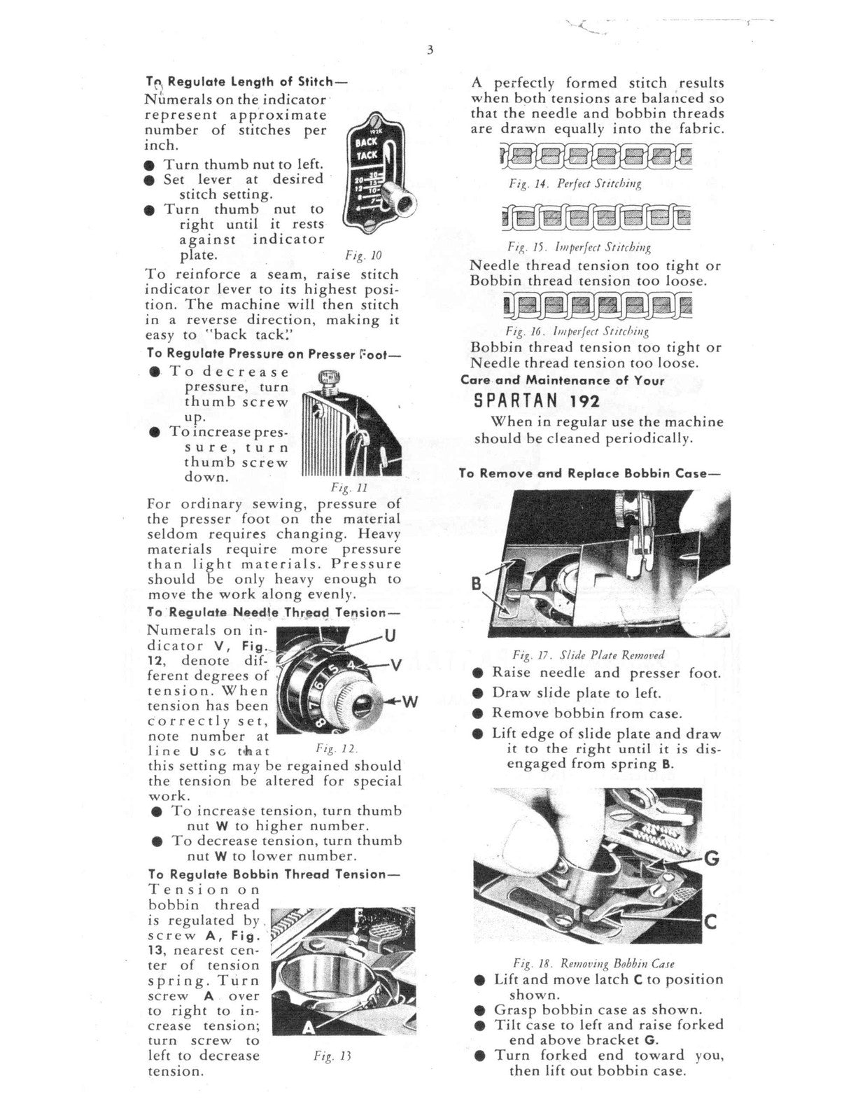 SINGER Spartan 192 Sewing Machine Instructions Manual - WIRE BOUND - COVERS
