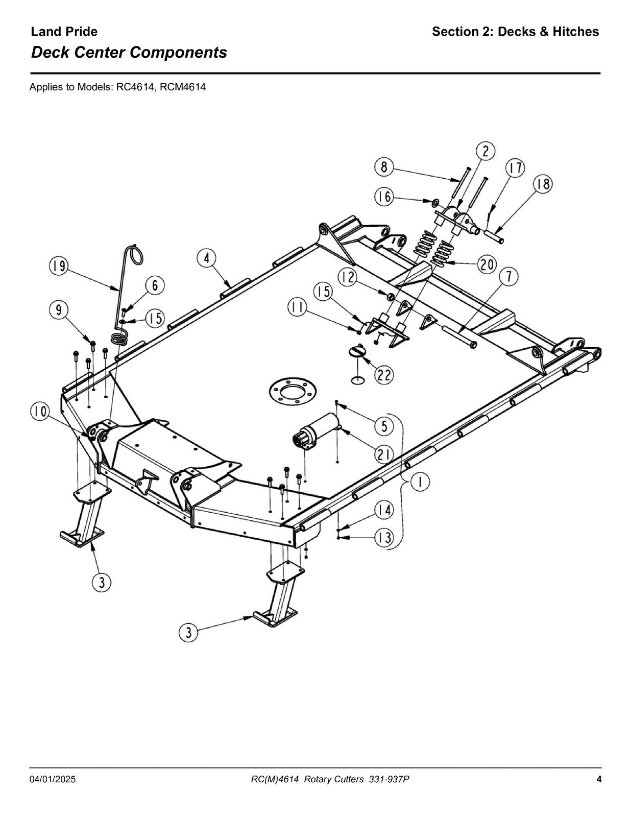 LAND PRIDE RC4614 Rotary Cutter Parts Manual 2025 - WIRE BOUND - TOUGH COVERS