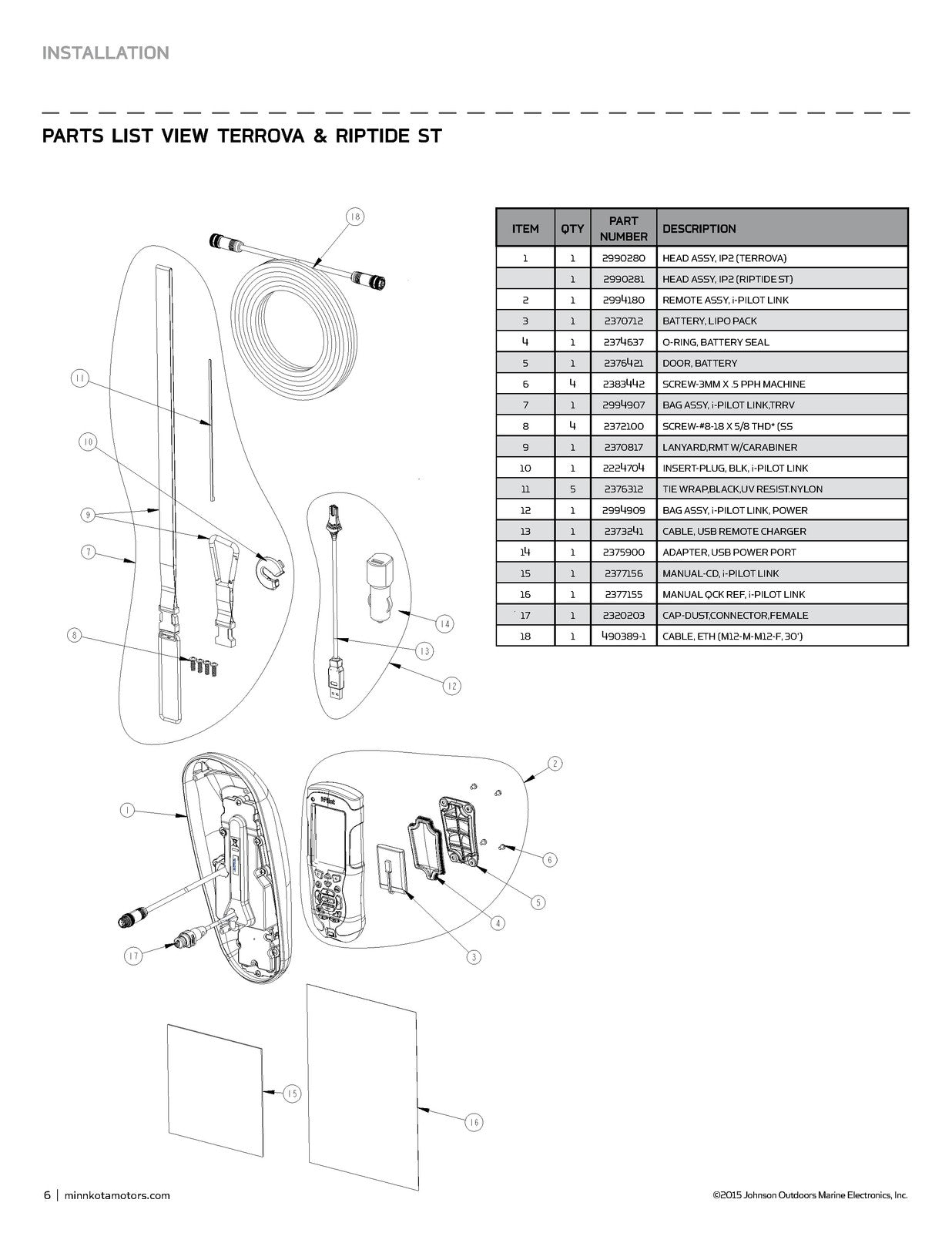 MINN KOTA i-Pilot Link Trolling Motor Owners Manual 2015 - WIRE BOUND - COVERS
