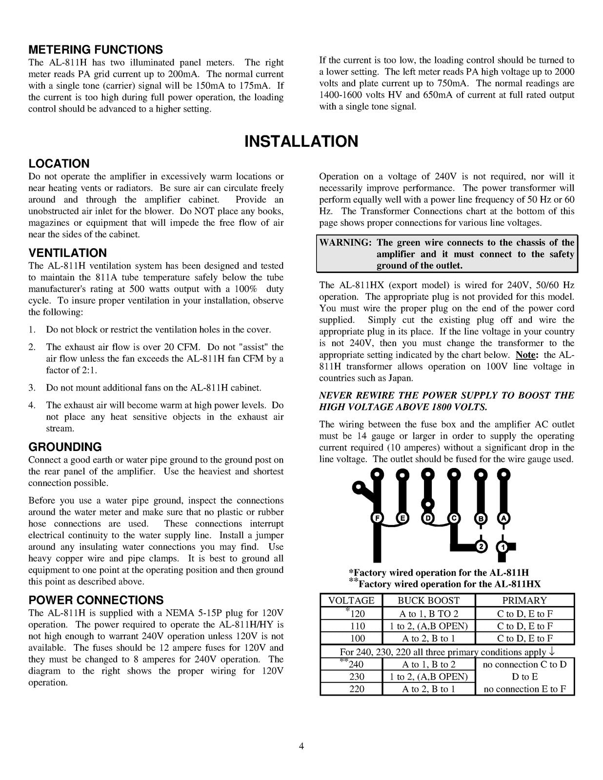 AMERITRON AL-811H HF Power Linear Amplifier Instruction Manual - WIRE BOUND