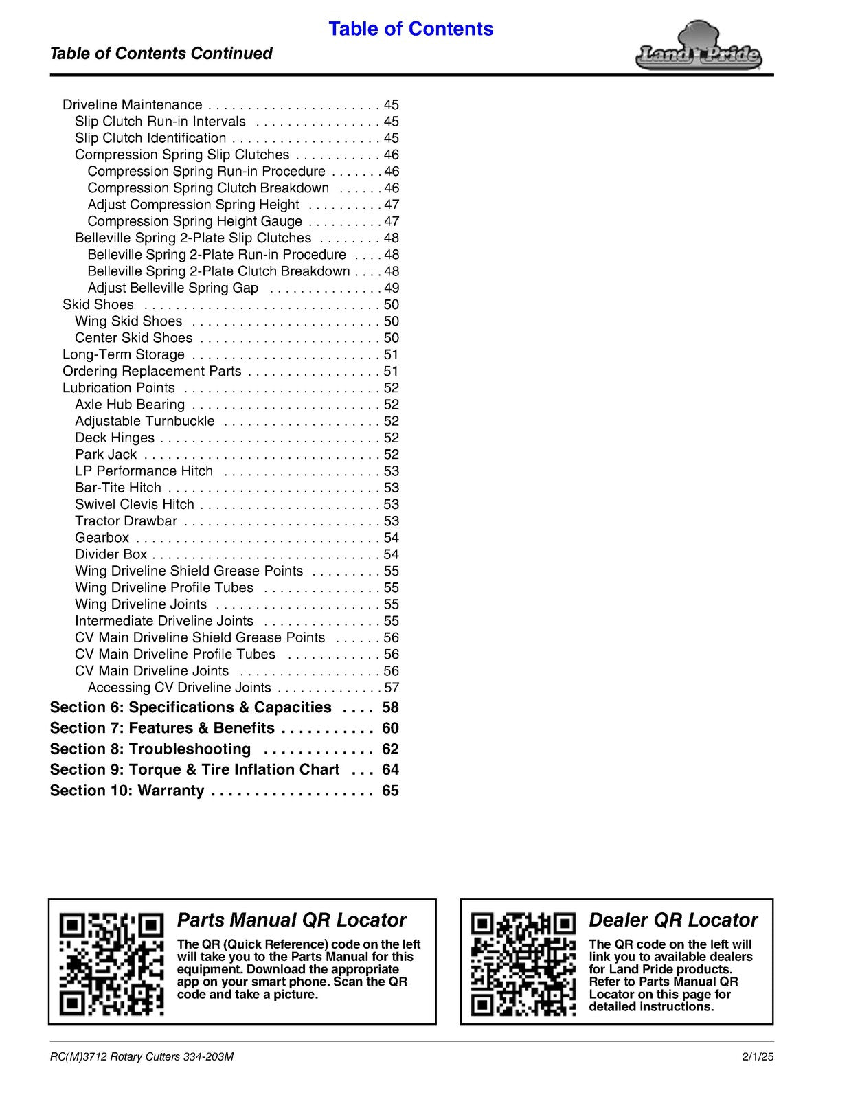 LAND PRIDE RC3712 RCM3712 Rotary Cutters Operators Manual - WIRE BOUND - COVERS
