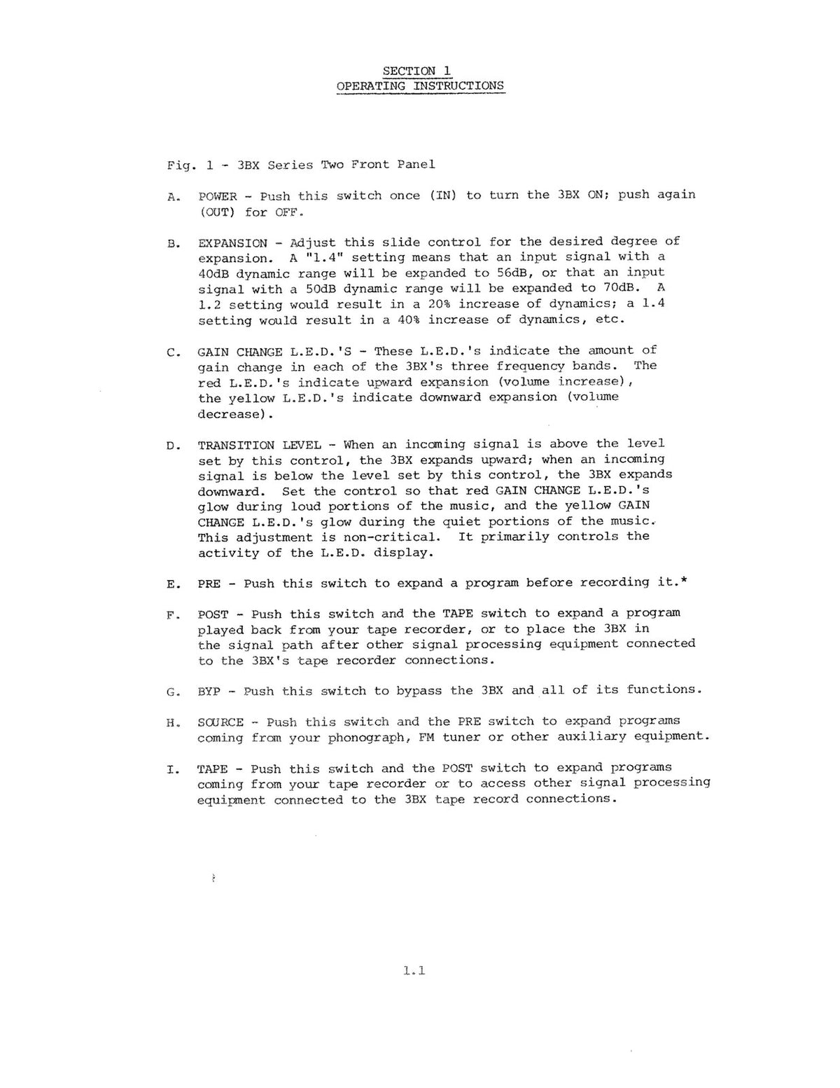 DBX 3BX Series Two 3 Band Dynamic Range Enhancer Instruction Manual - WIRE BOUND