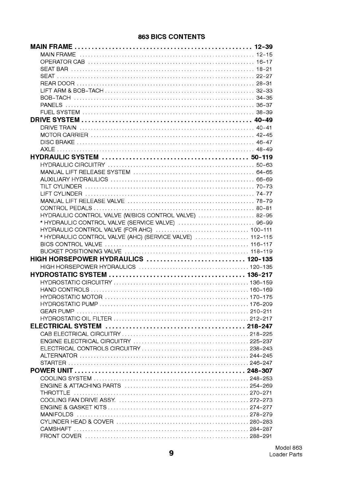 BOBCAT 863 Skid Steer Loader Parts Manual SN 514411001 Up 2001 - WIRE BOUND