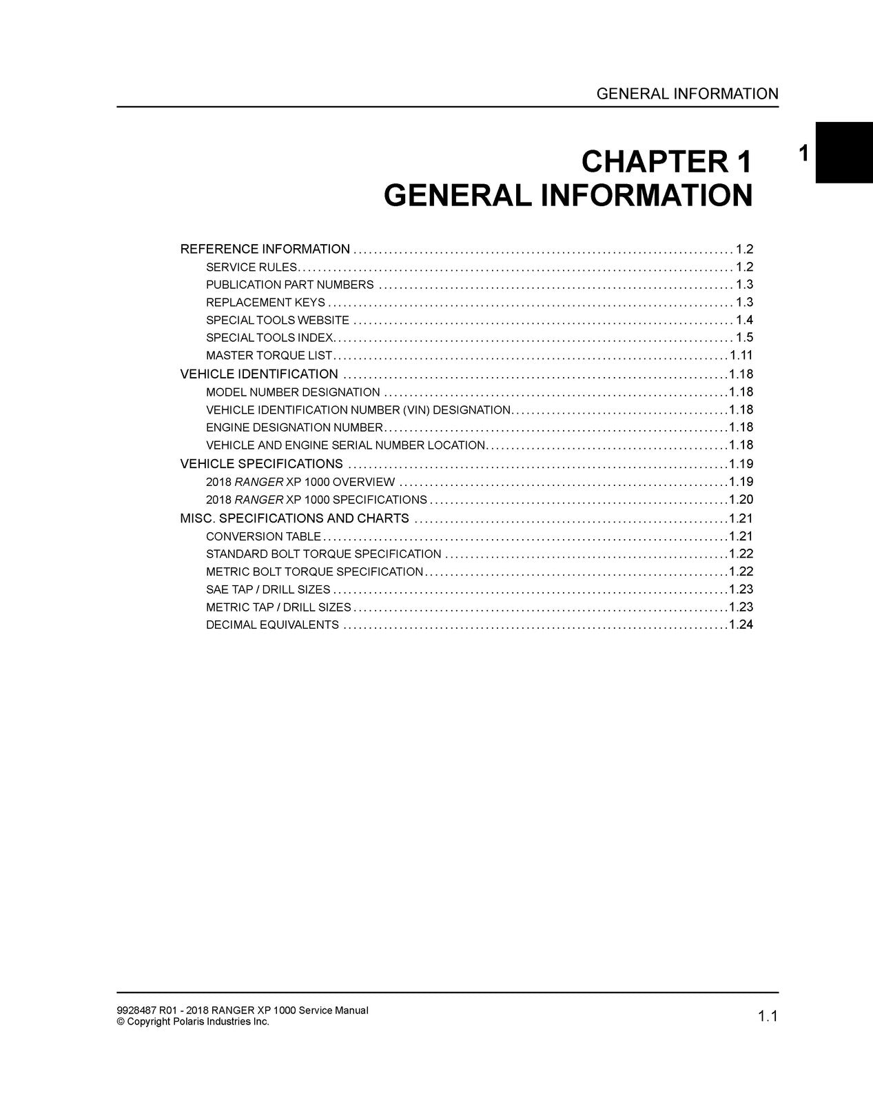 POLARIS Ranger Crew XP 1000 Service Manual 2018 - BOUND - COVERS - XL FOLDOUTS