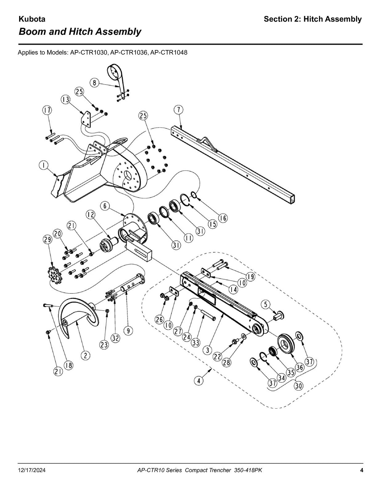 LAND PRIDE CTR10 Series Compact Trenchers Parts Manual 2024 - WIRE BOUND
