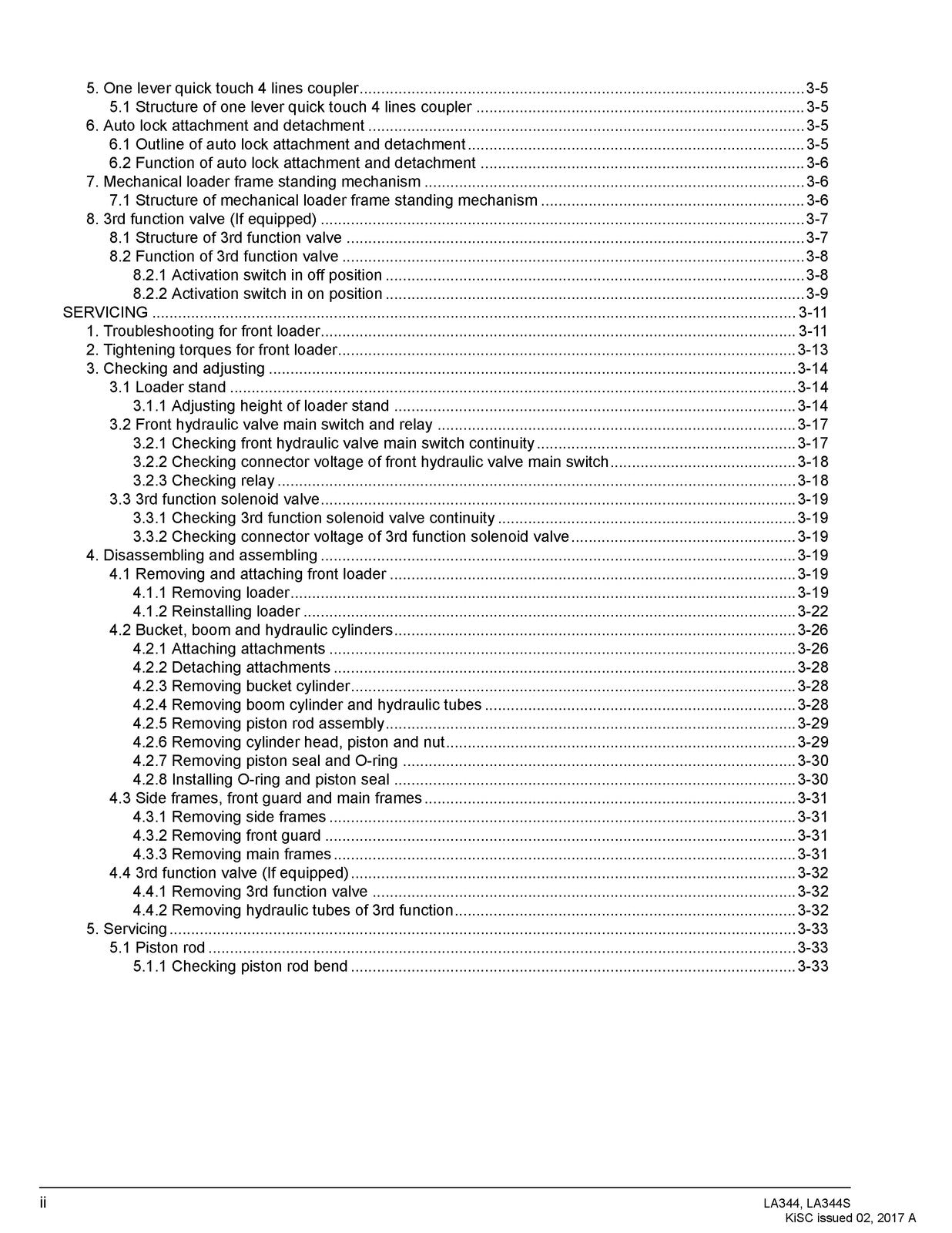 KUBOTA LA344 LA344S Front Loader Workshop Manual 2017 - WIRE BOUND - COVERS