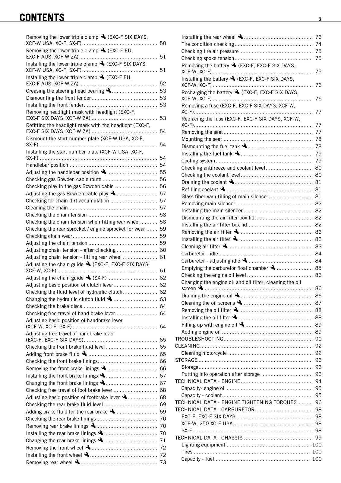 KTM 250 EXC-F XCF-W XC-F SX-F Motorcycle Owners Manual 2009 - WIRE BOUND