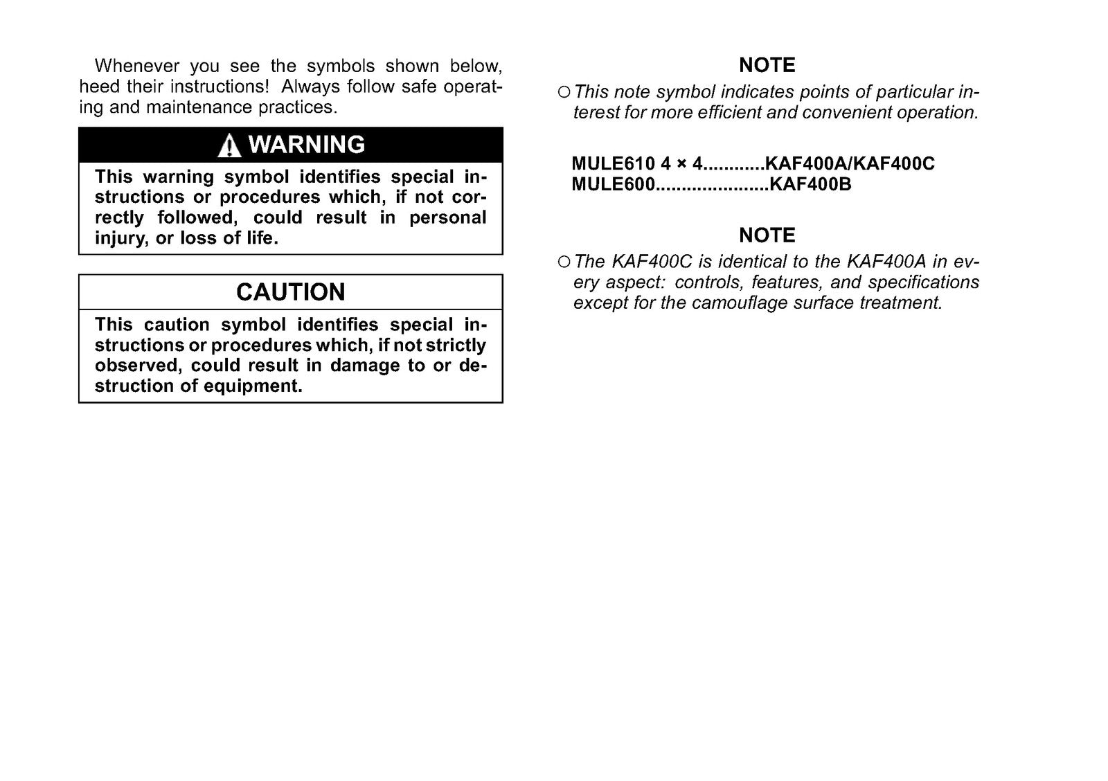 KAWASAKI Mule 610 4x4 600 Owners Manual - STEEL WIRE BOUND - PROTECTIVE COVERS