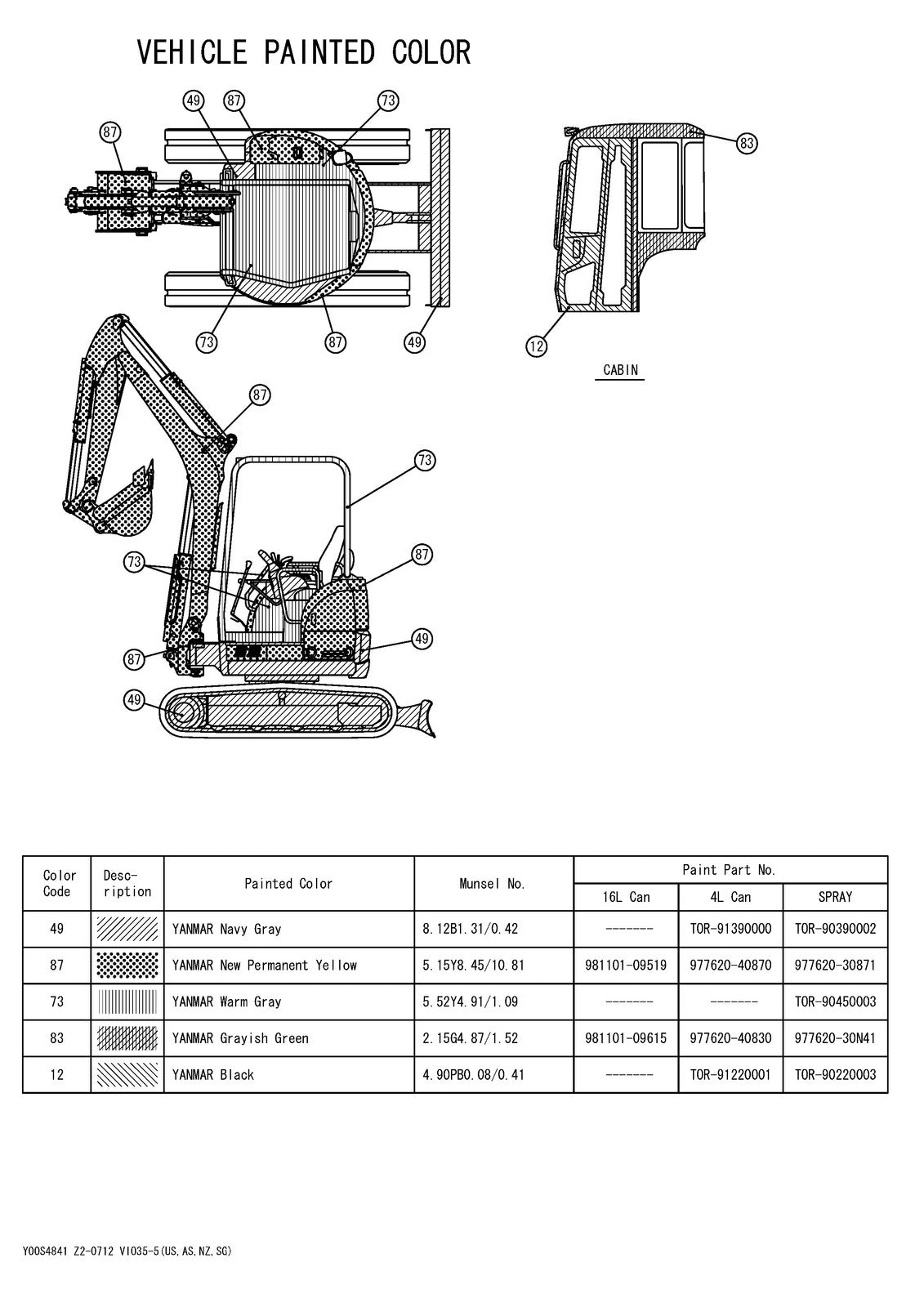 YANMAR ViO35-5 Excavator Parts Catalog Manual 2017 - WIRE BOUND - TOUGH COVERS