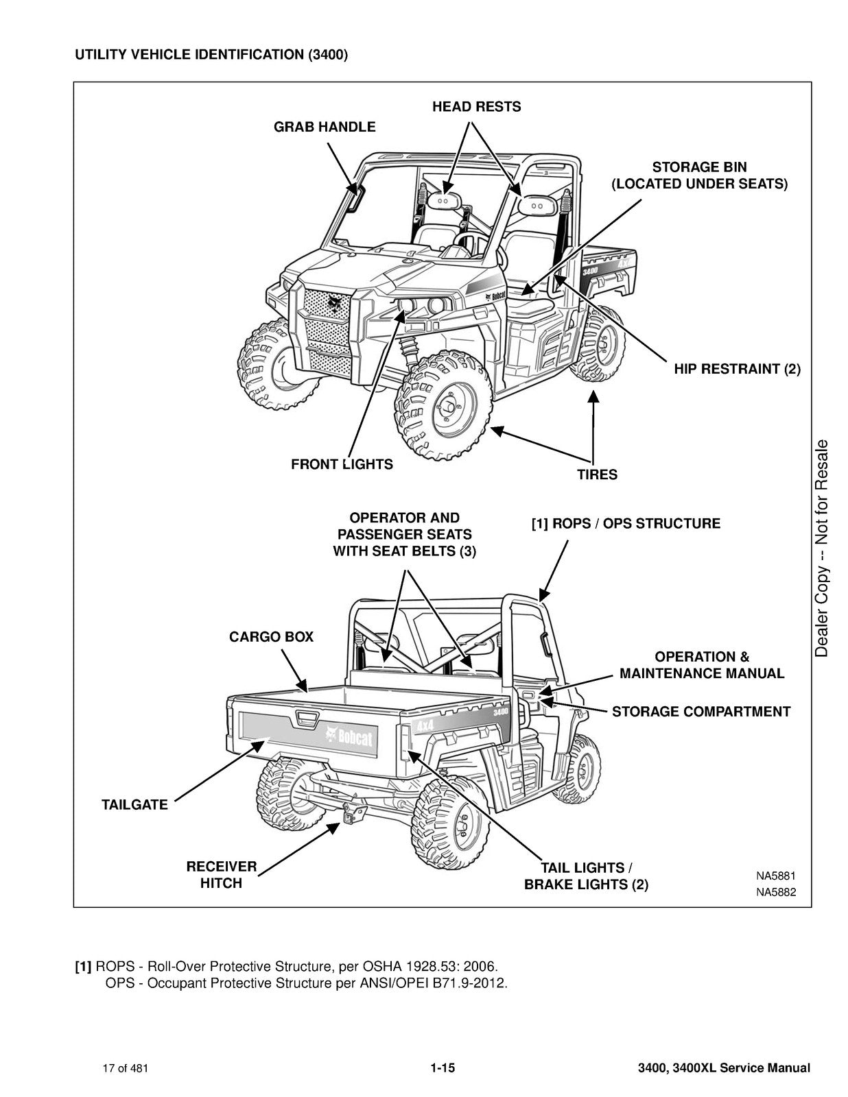 BOBCAT 3400 3400XL Utility Vehicle Service Manual 2018, BOUND, COVERS, FOLDOUTS