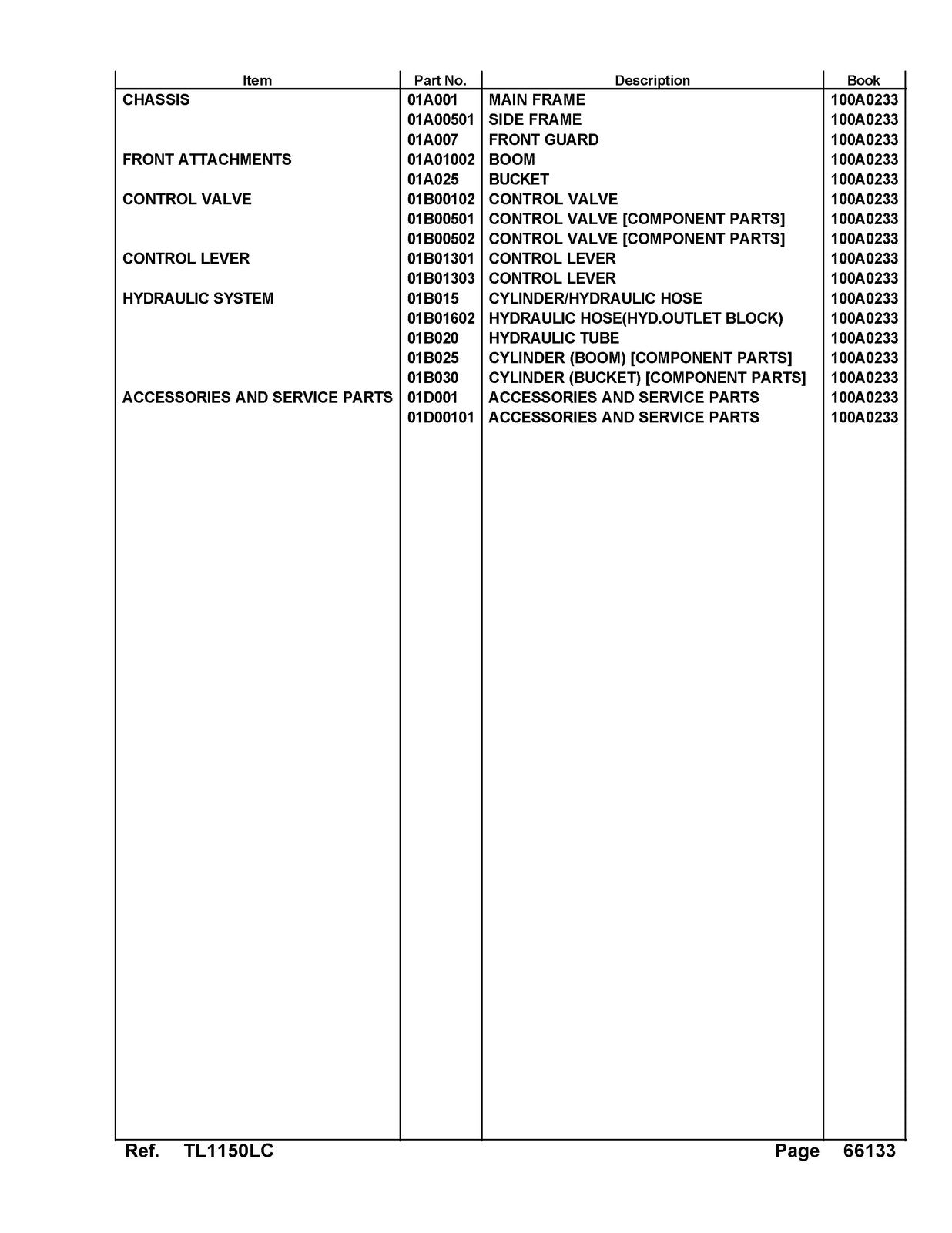 KUBOTA TL1150LC Front Loader Illustrated Parts List Manual - WIRE BOUND - COVERS