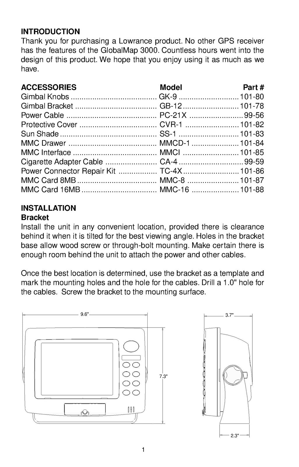 LOWRANCE GlobalMap 3000 Installation And Operation Instructions Manual - BOUND