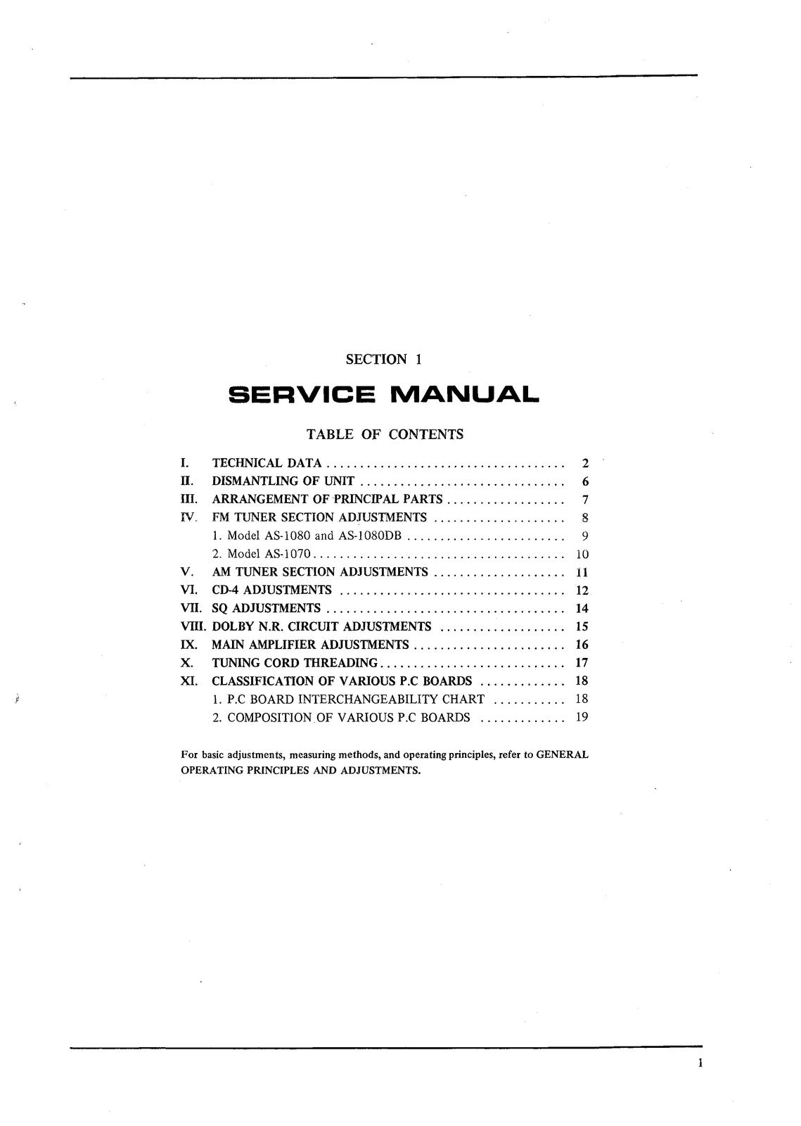 AKAI AS-1080 1080DB 1070 Service Manual and Parts List, BOUND, COVERS, FOLDOUTS